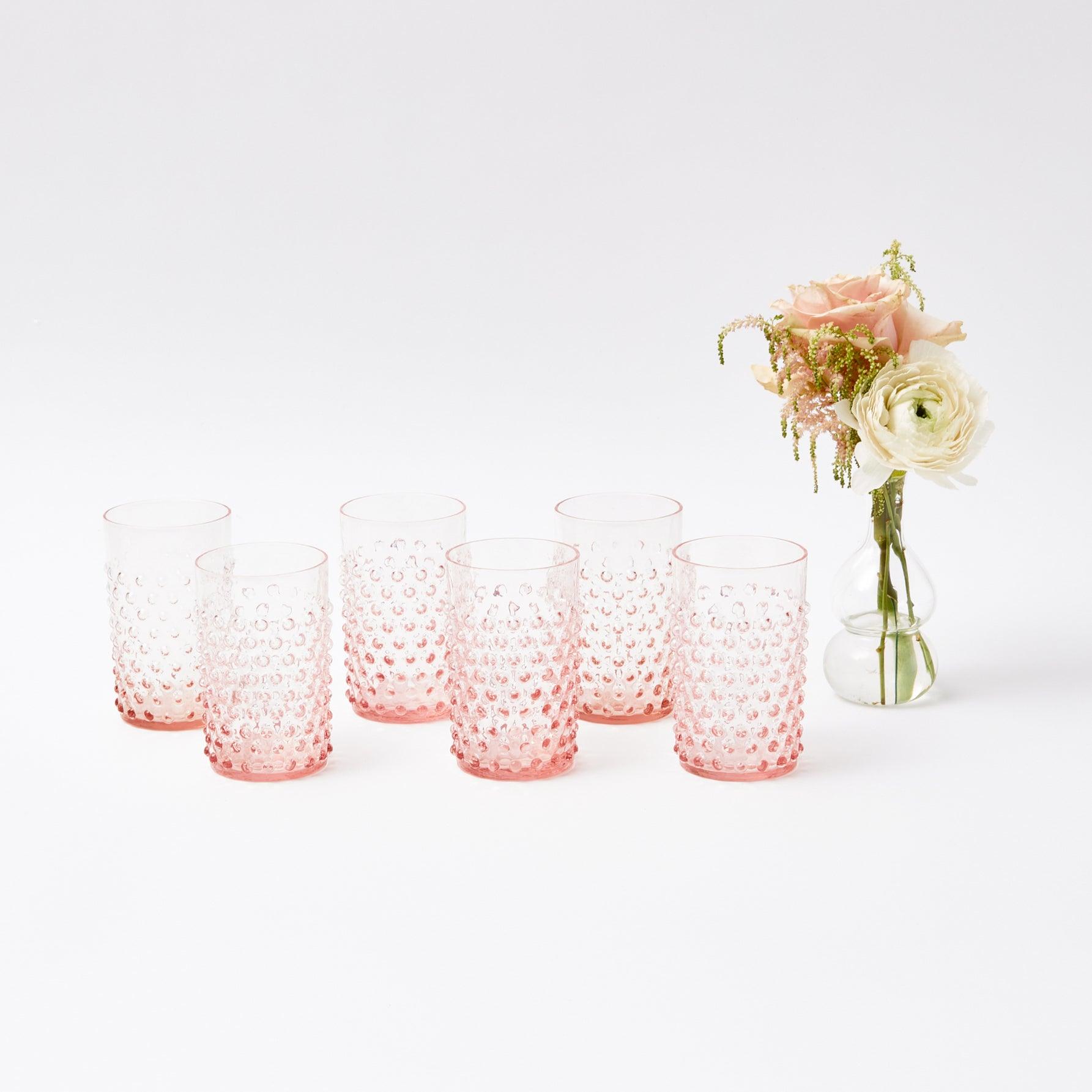 Rose Pink Hobnail Water Glasses & Jug Set - Mrs. Alice