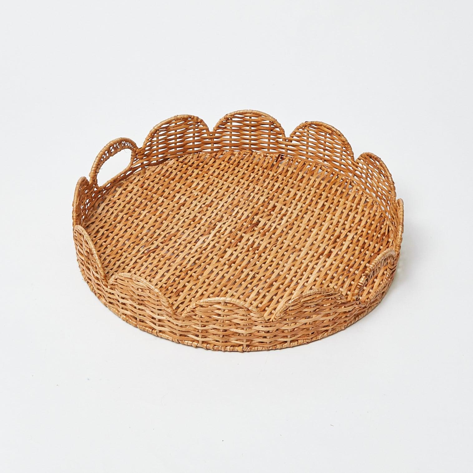 Round Rattan Scalloped Tray - Mrs. Alice