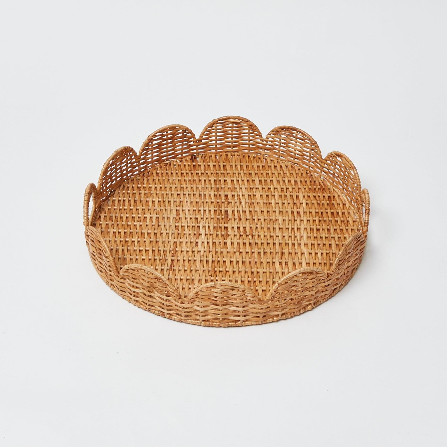 Round Rattan Scalloped Tray - Mrs. Alice