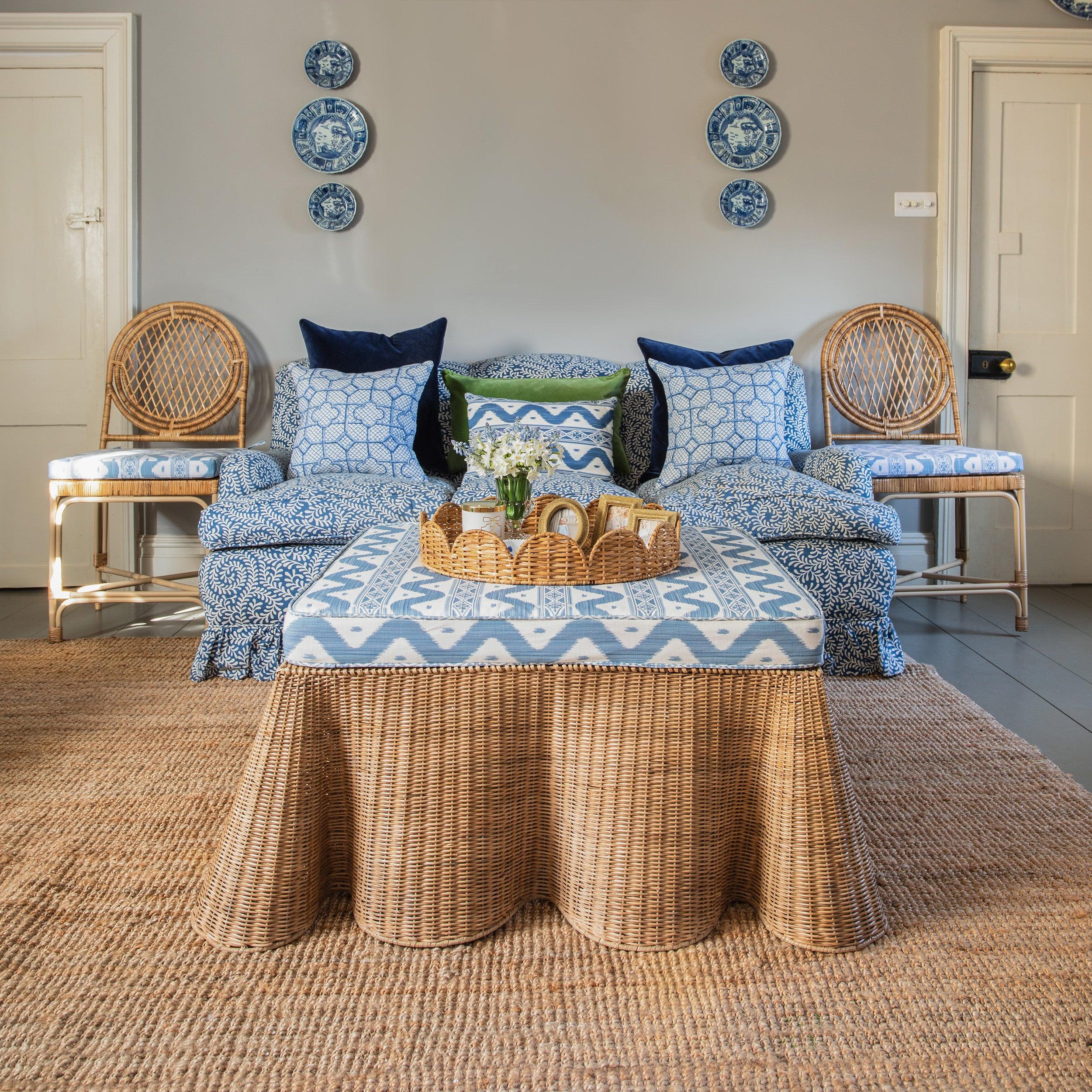 Round Rattan Scalloped Tray - Mrs. Alice