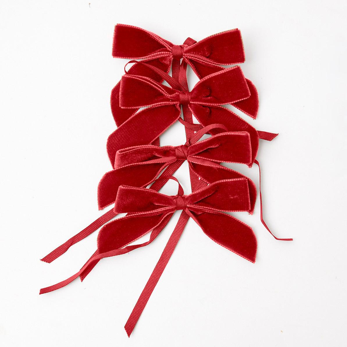 Ruby Red Velvet Mini Bows (Set of 4) - Mrs. Alice