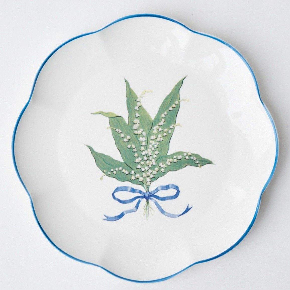 Scalloped Lily of the Valley Dinner Plate - Mrs. Alice