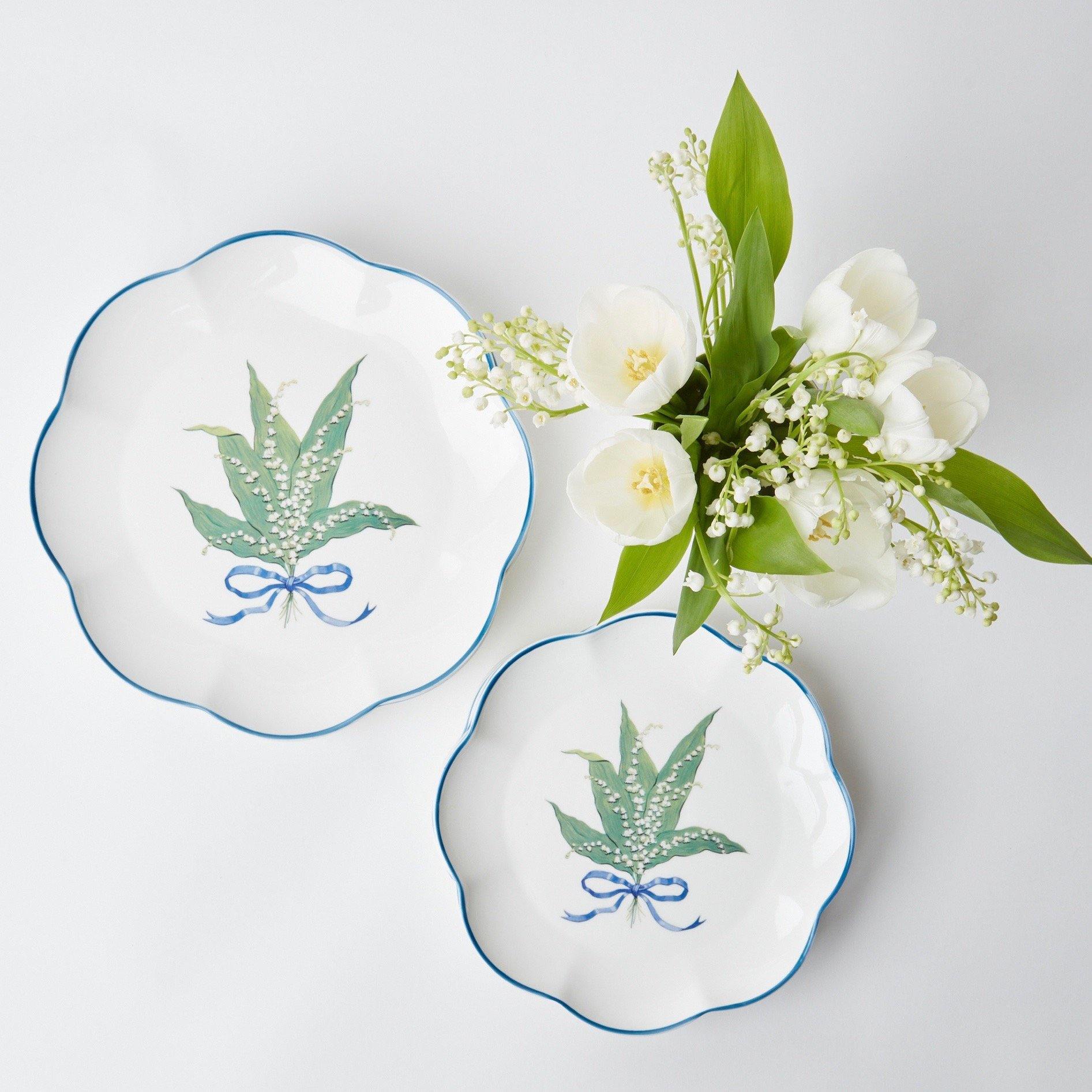 Scalloped Lily of the Valley Dinner Plate - Mrs. Alice