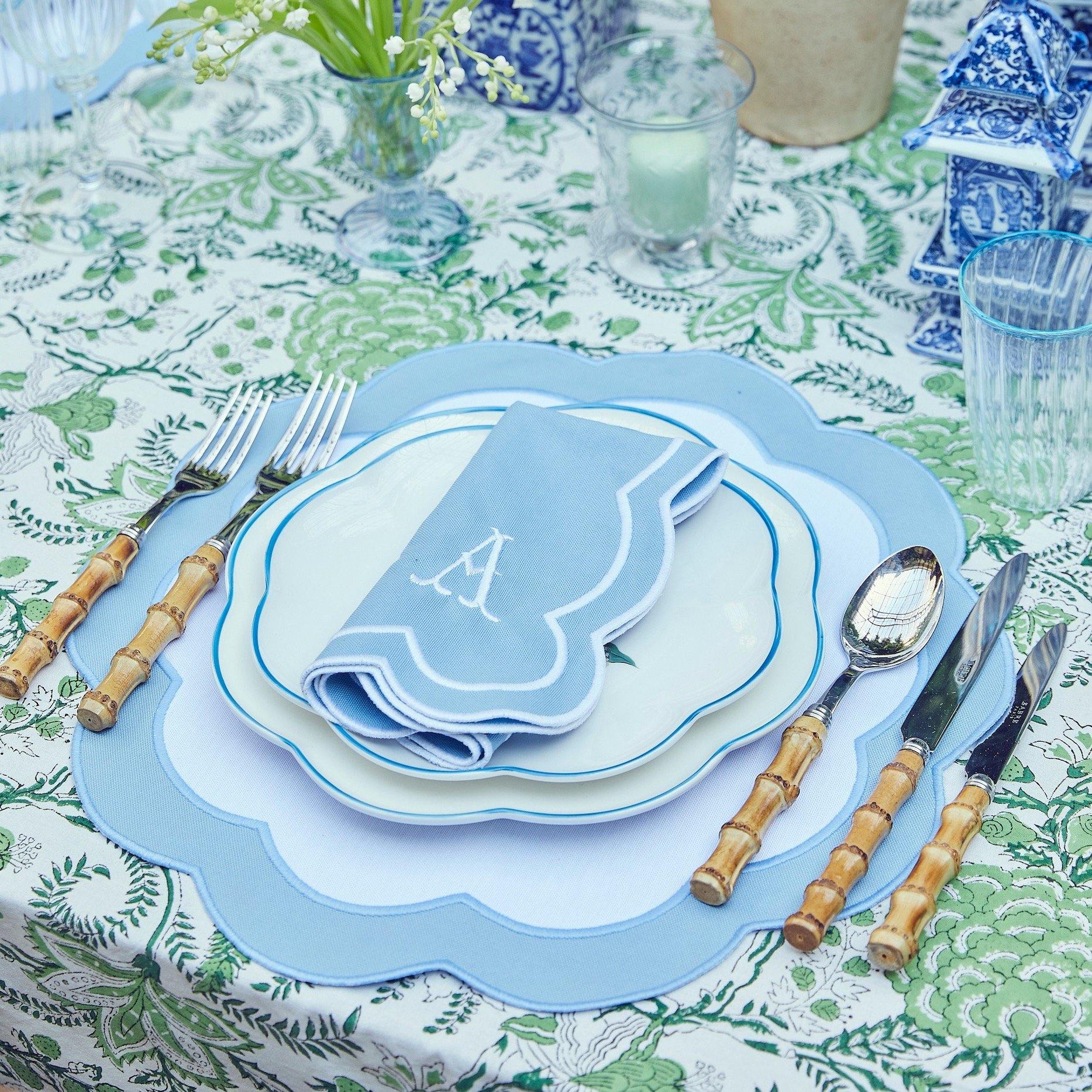 Serena Appliqué Blue Napkins (Set of 4) - Mrs. Alice