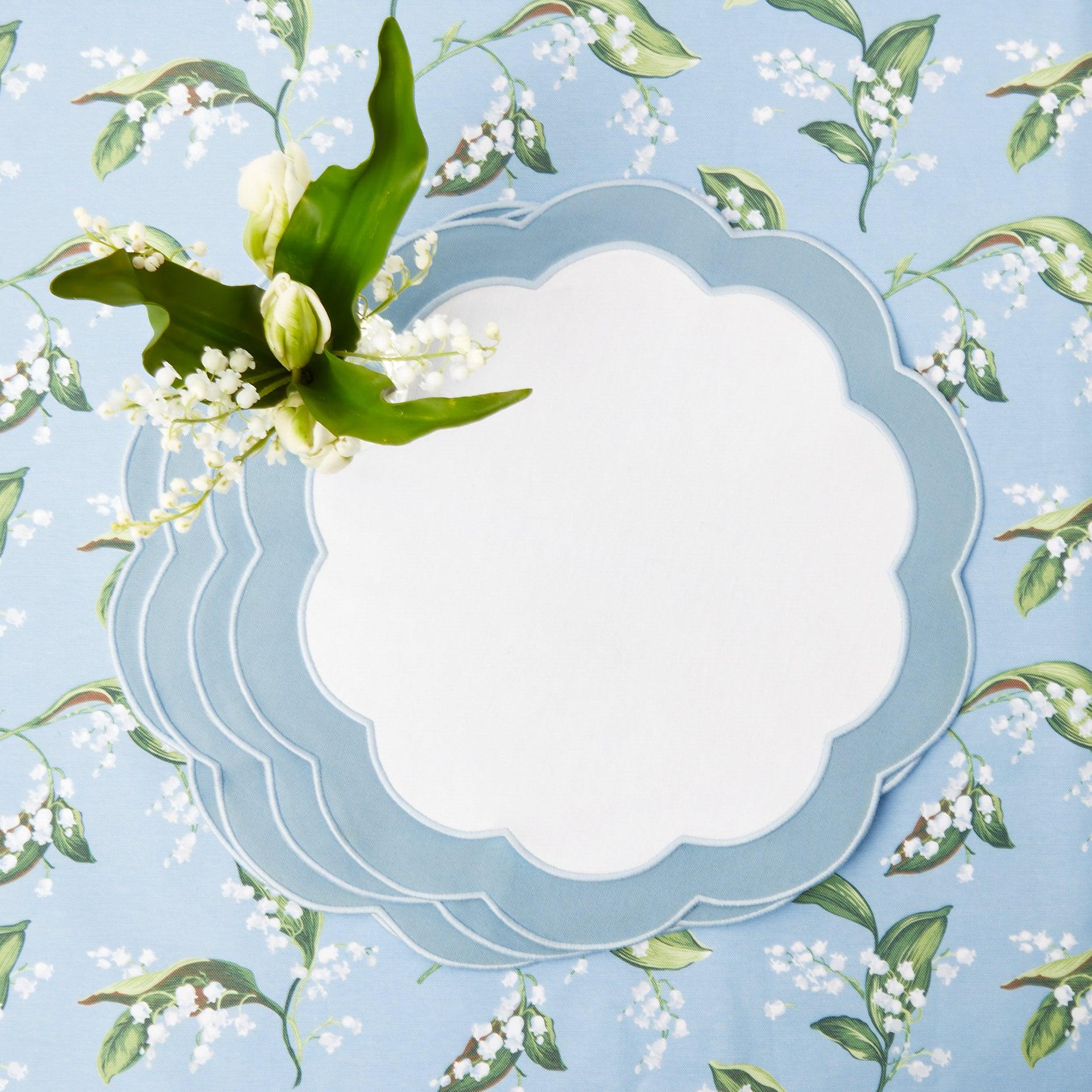 Serena Appliqué Blue Placemats & Napkins (Set of 4) - Mrs. Alice