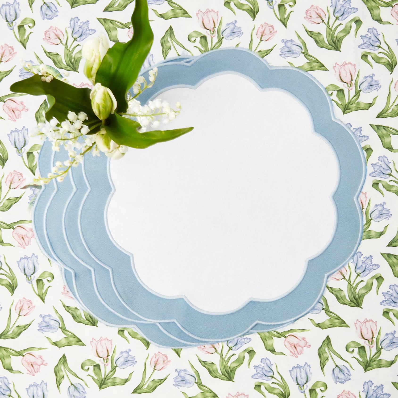 Serena Appliqué Blue Placemats (Set of 4)