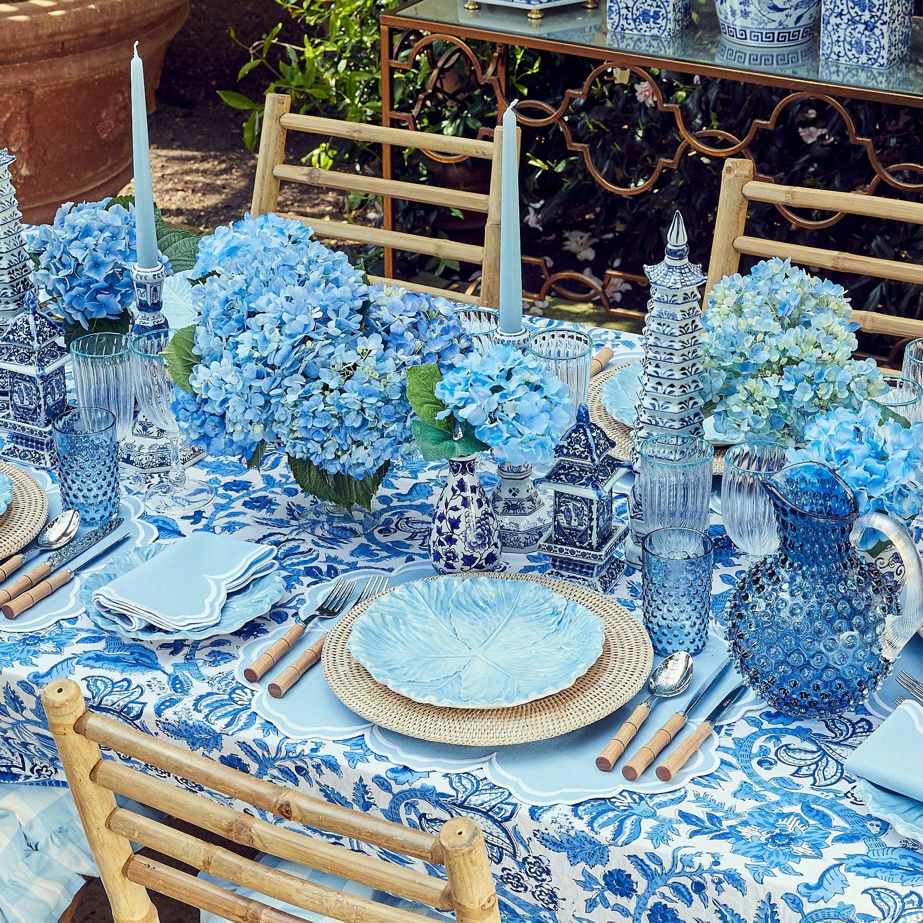 Elegant Blue & White Floral Cotton Linen Napkins - Set of 4 | Table Decor —  Moment & Company Tablescapes