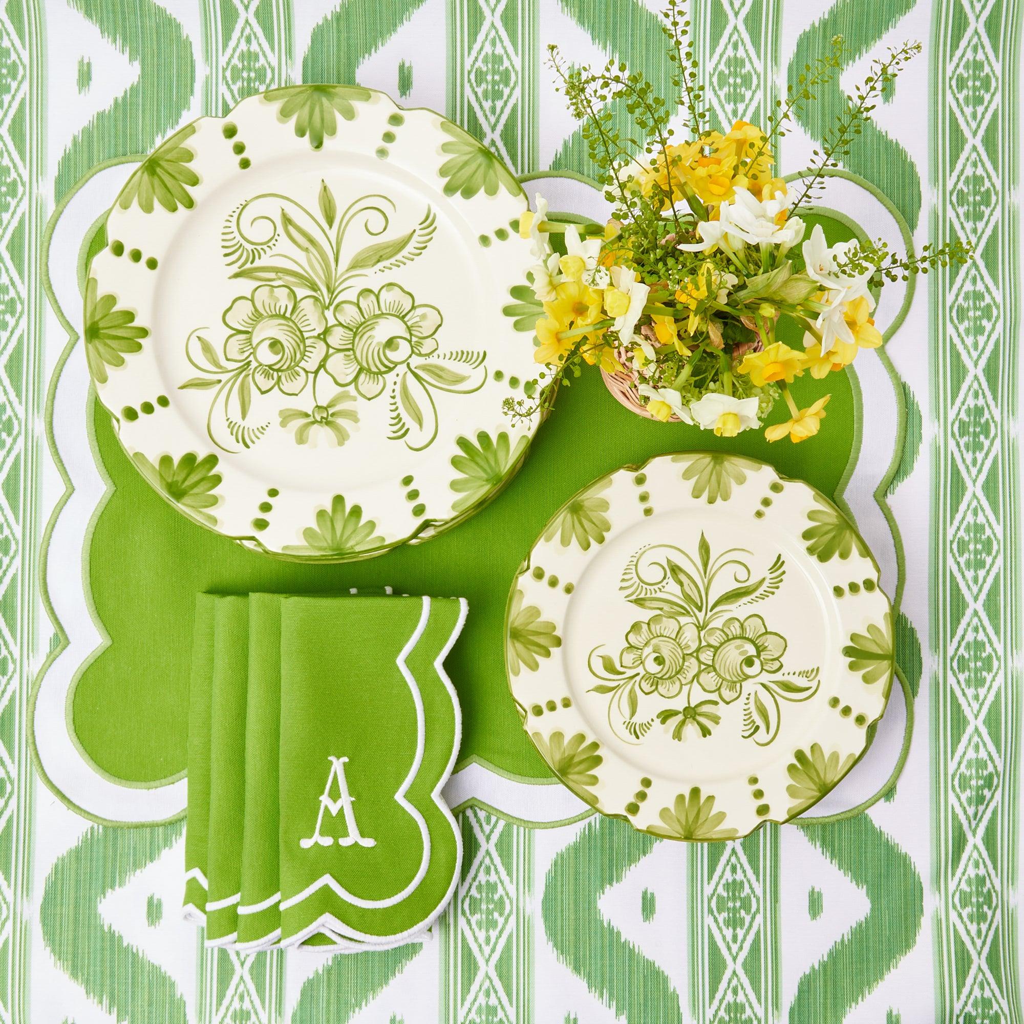 Seville Green Gardênia Dinner & Starter Plates (Set of 8) - Mrs. Alice