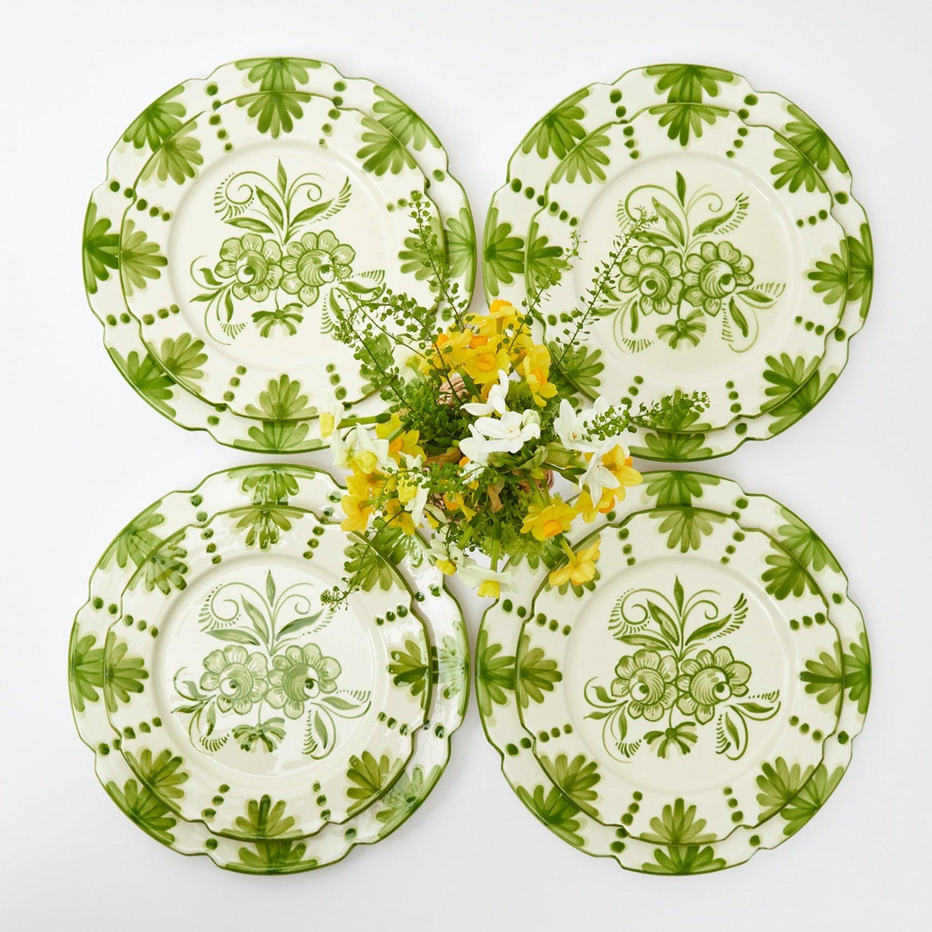 Seville Green Gardênia Dinner & Starter Plates (Set of 8) - Mrs. Alice