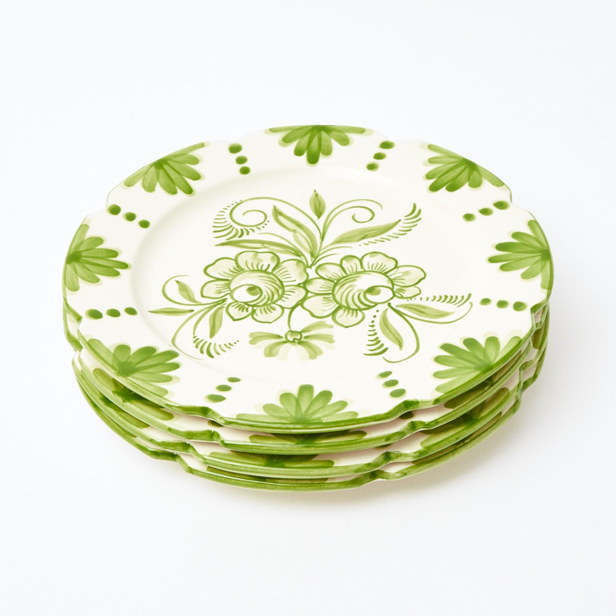 Seville Green Gardênia Dinner & Starter Plates (Set of 8) - Mrs. Alice