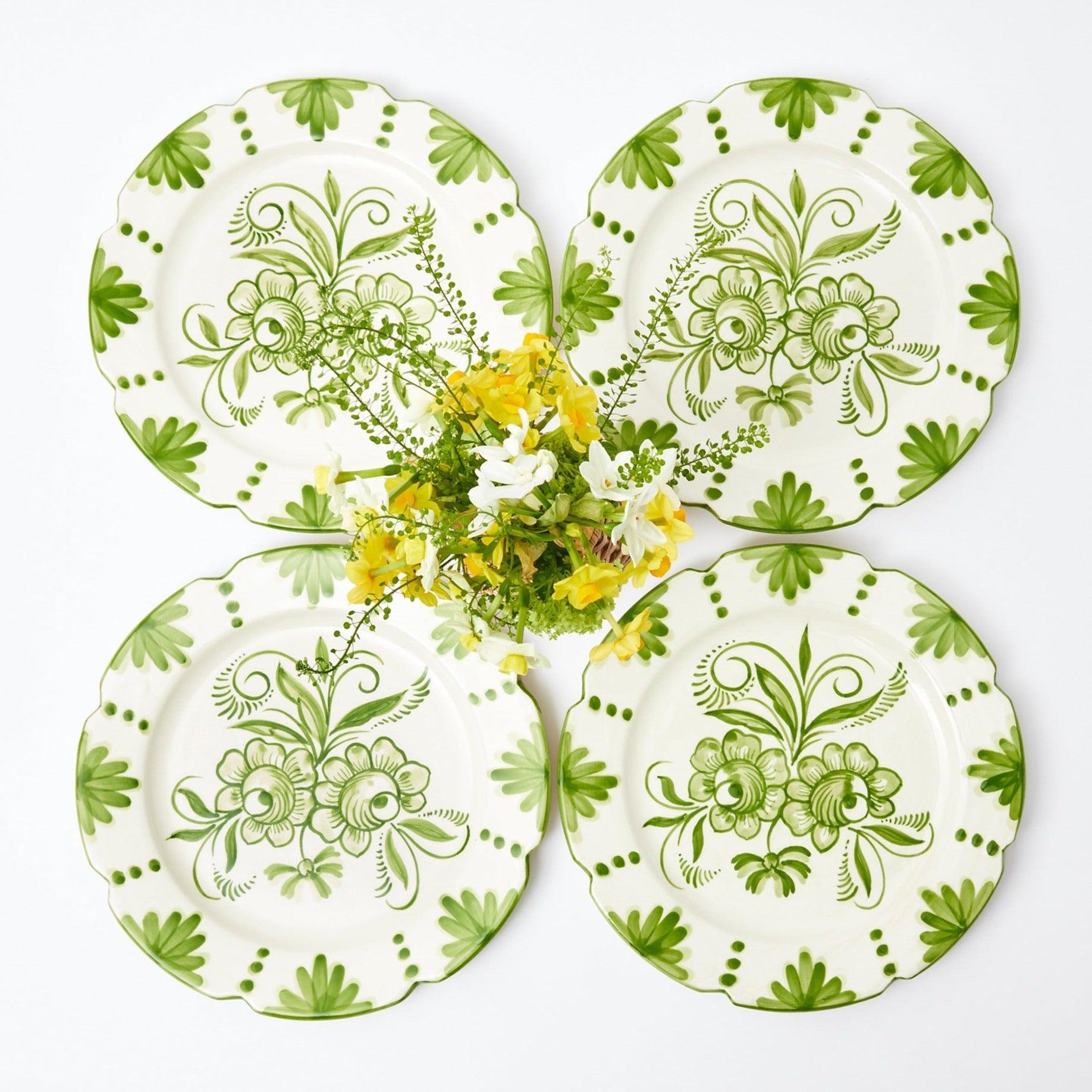 Seville Green Gardênia Dinner Plates (Set of 4) - Mrs. Alice