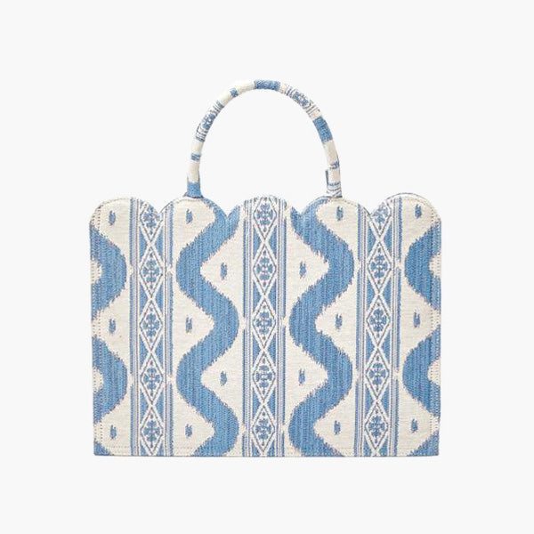 Small Mrs. Alice Tote Bag (Blue Ikat)