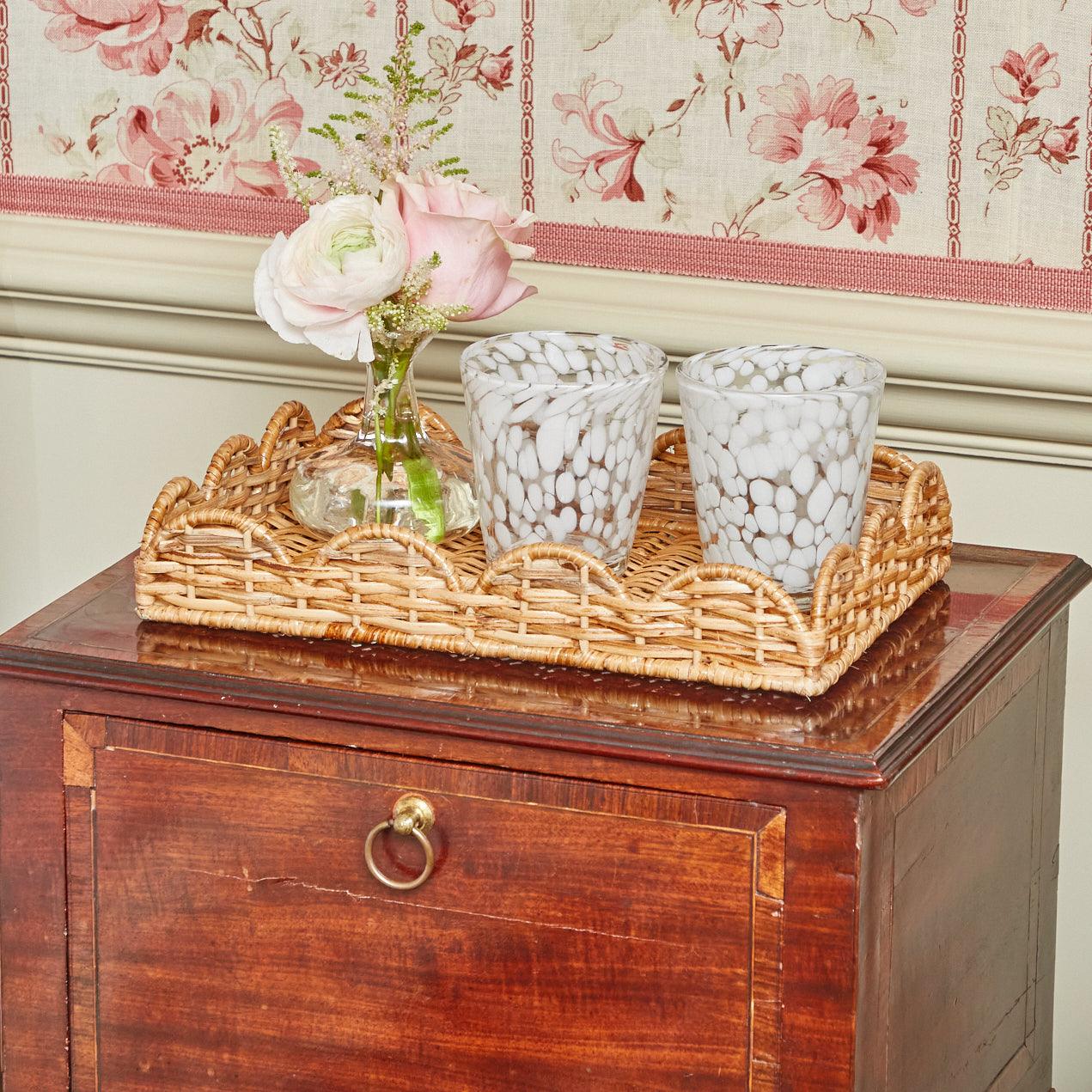 Small Scalloped Rattan Tray - Mrs. Alice