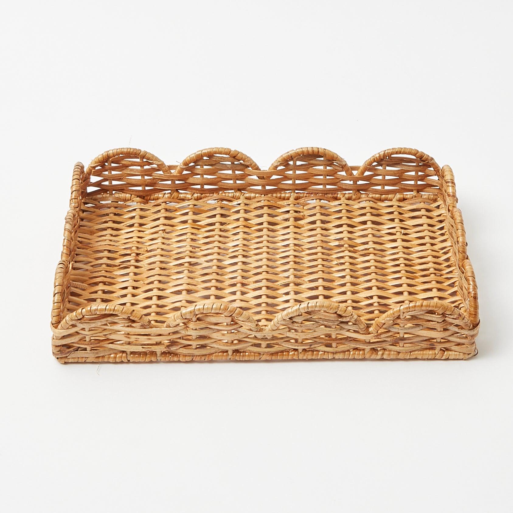 Small Scalloped Rattan Tray - Mrs. Alice