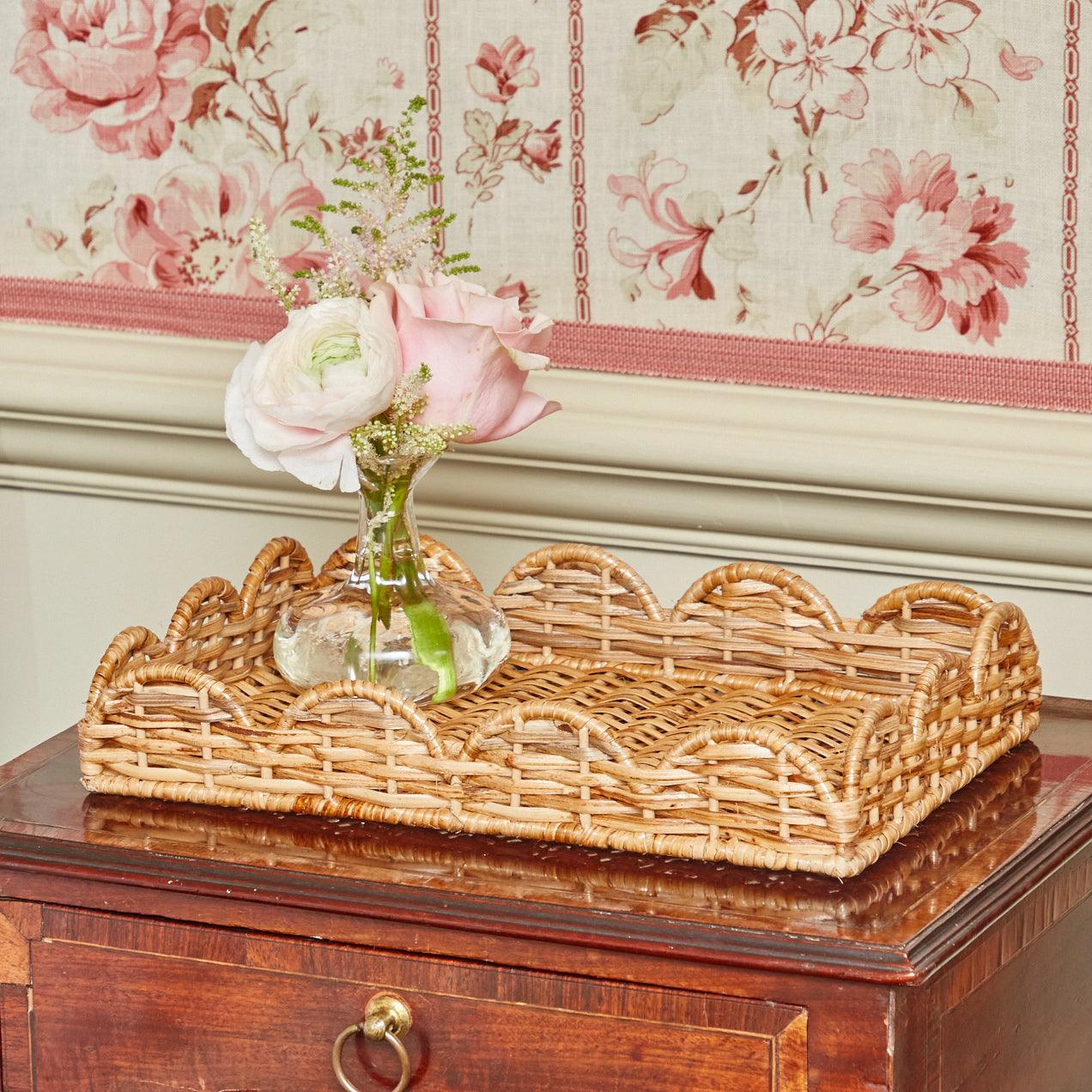 Small Scalloped Rattan Tray - Mrs. Alice