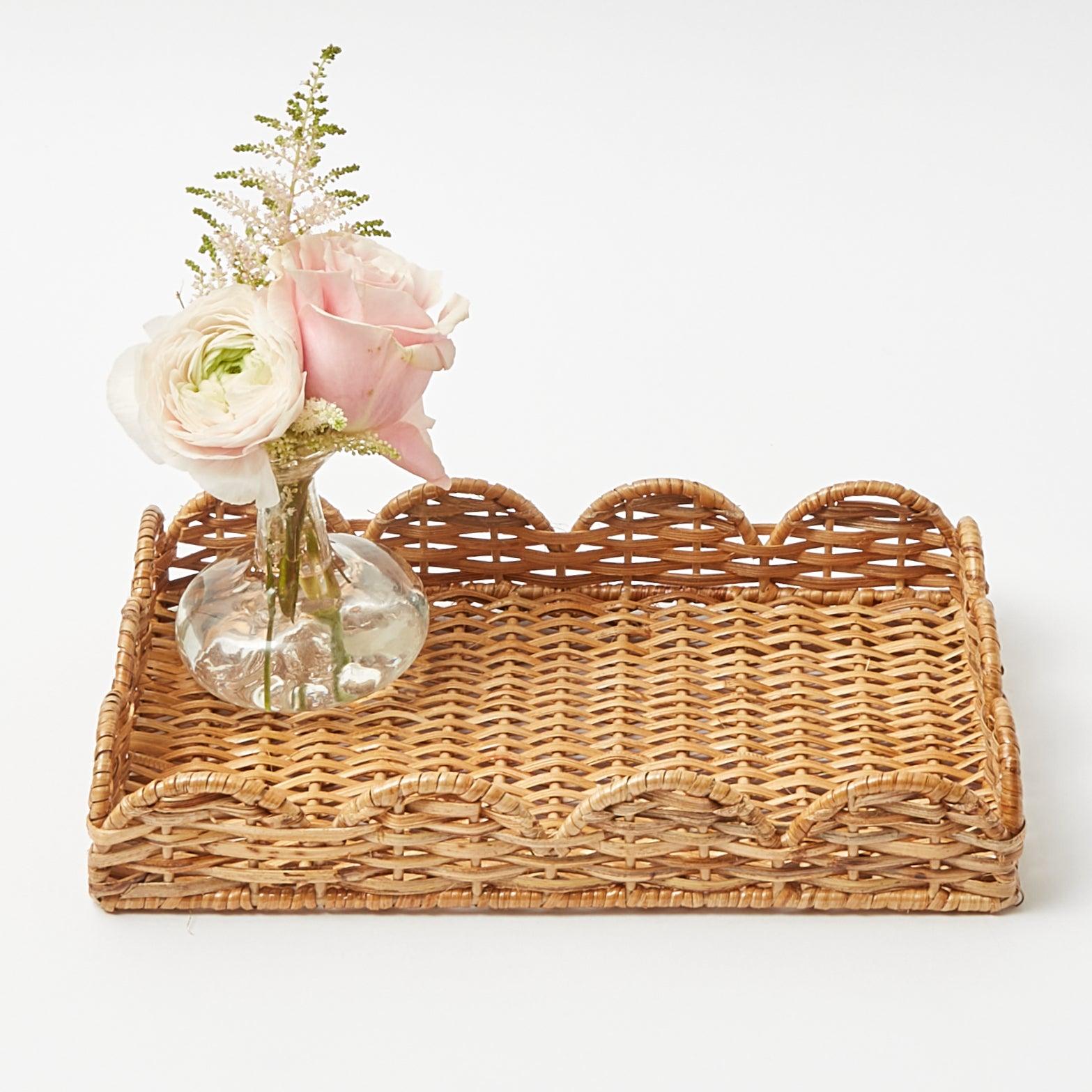 Small Scalloped Rattan Tray - Mrs. Alice