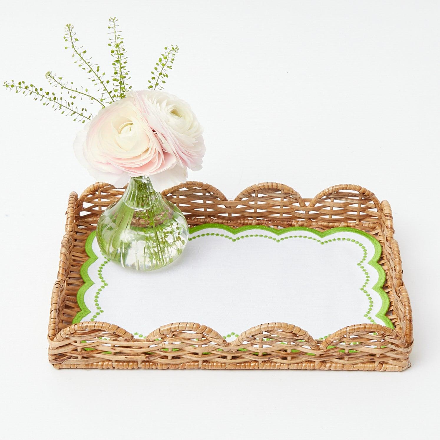 Small Scalloped Rattan Tray - Mrs. Alice