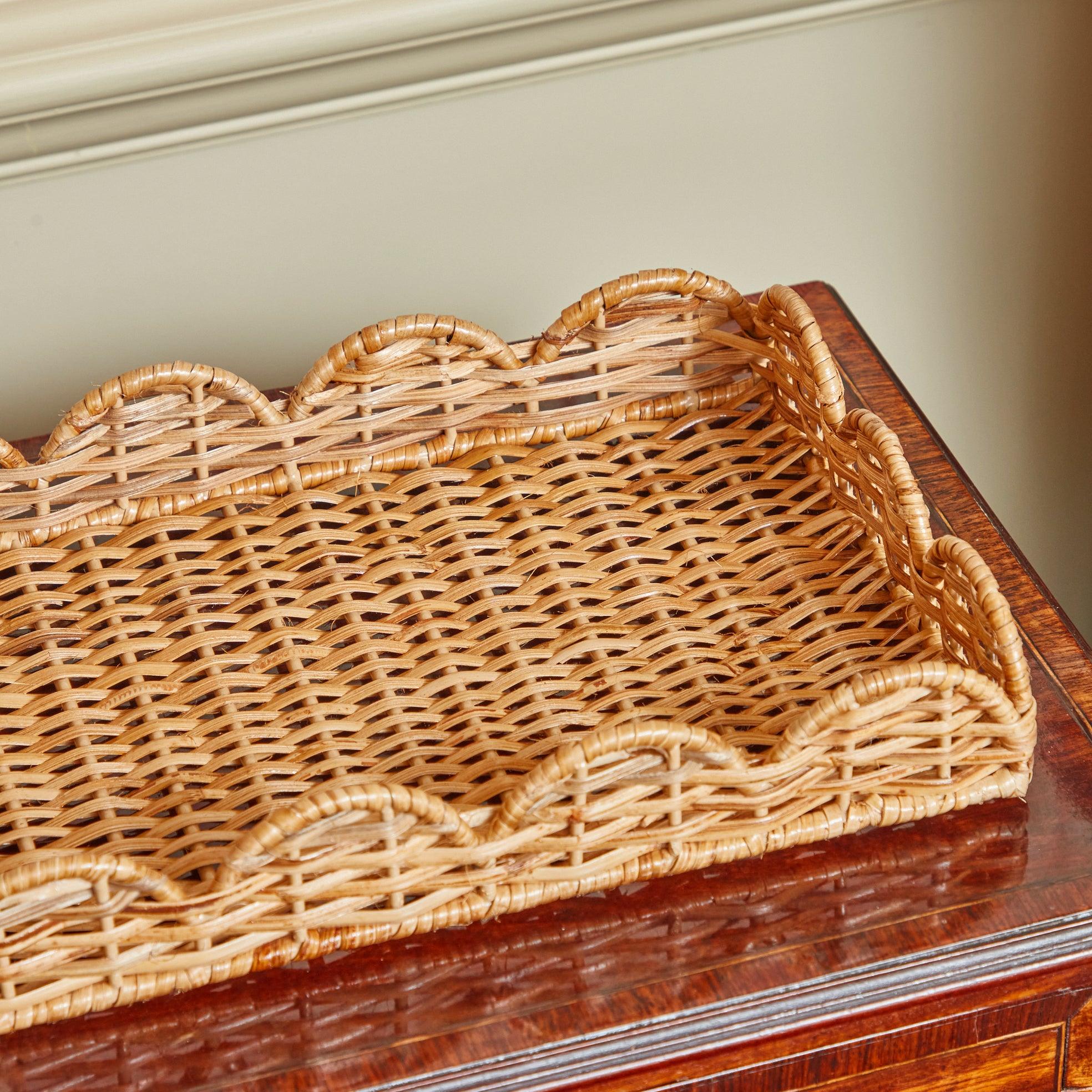 Small Scalloped Rattan Tray - Mrs. Alice