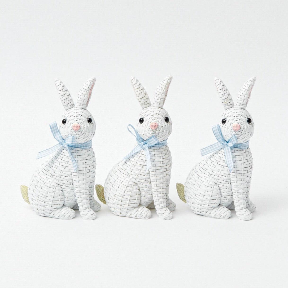 Small White Rattan Rabbits (Trio) - Mrs. Alice