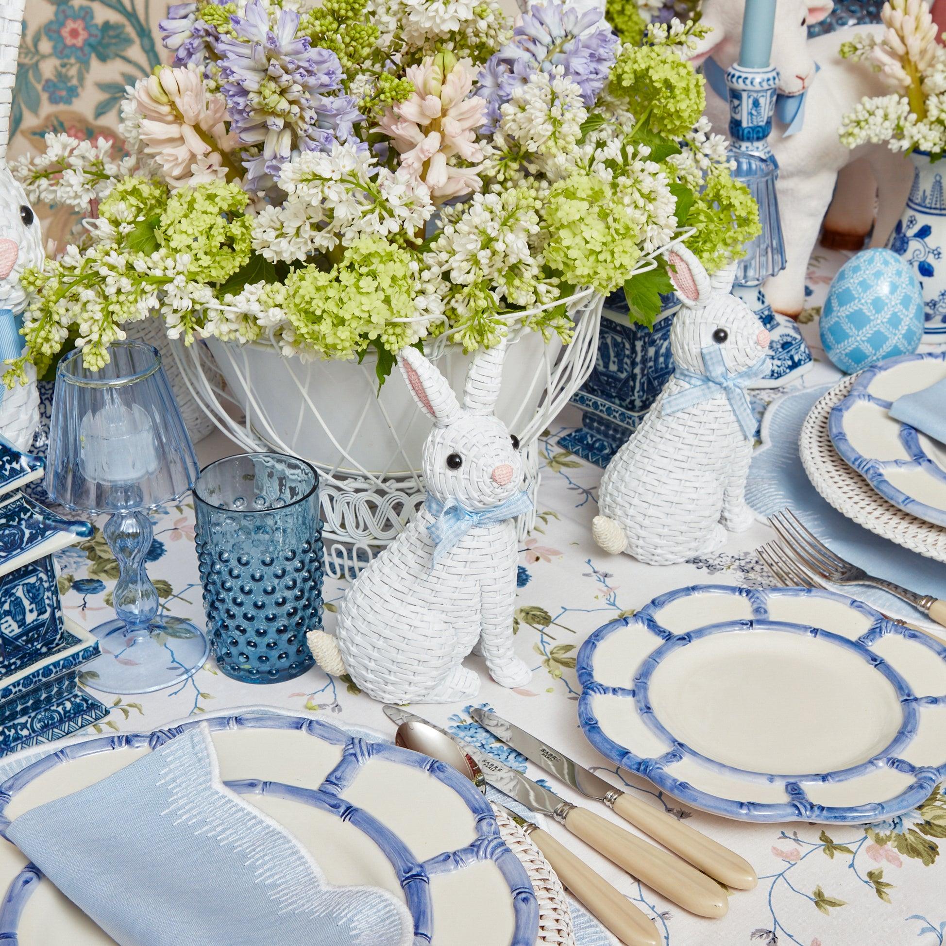 Small White Rattan Rabbits (Trio) - Mrs. Alice