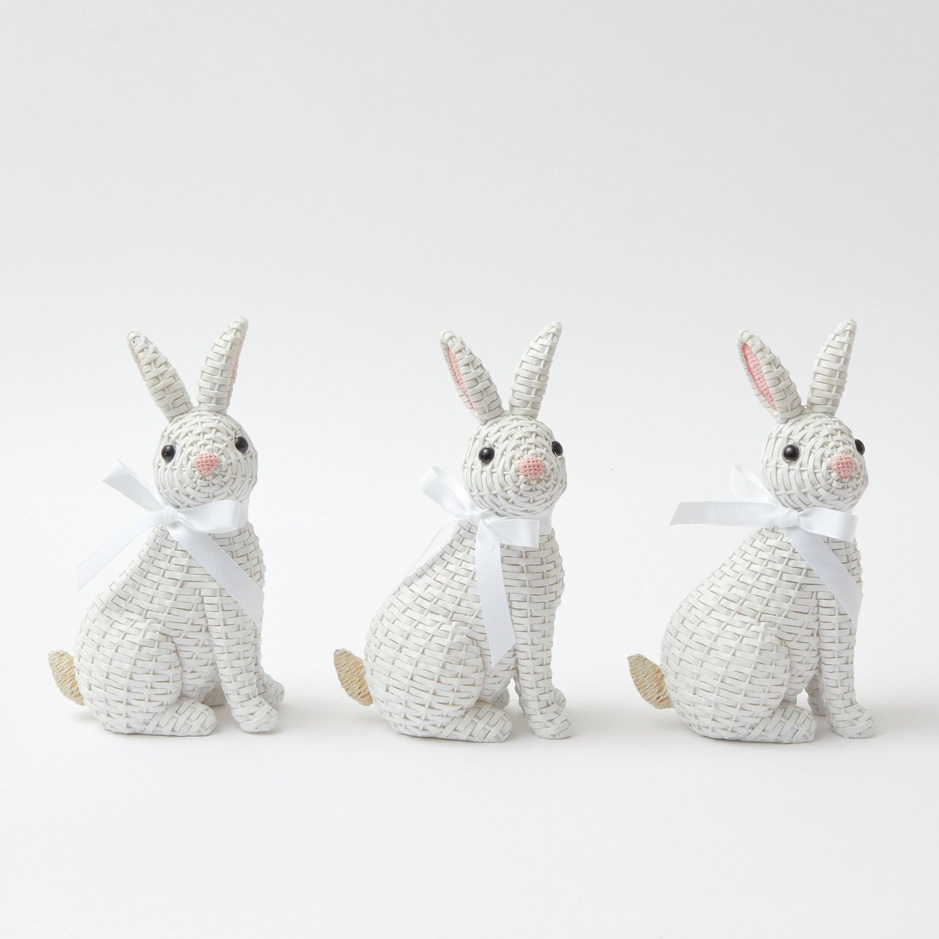 Small White Rattan Rabbits (Trio) - Mrs. Alice