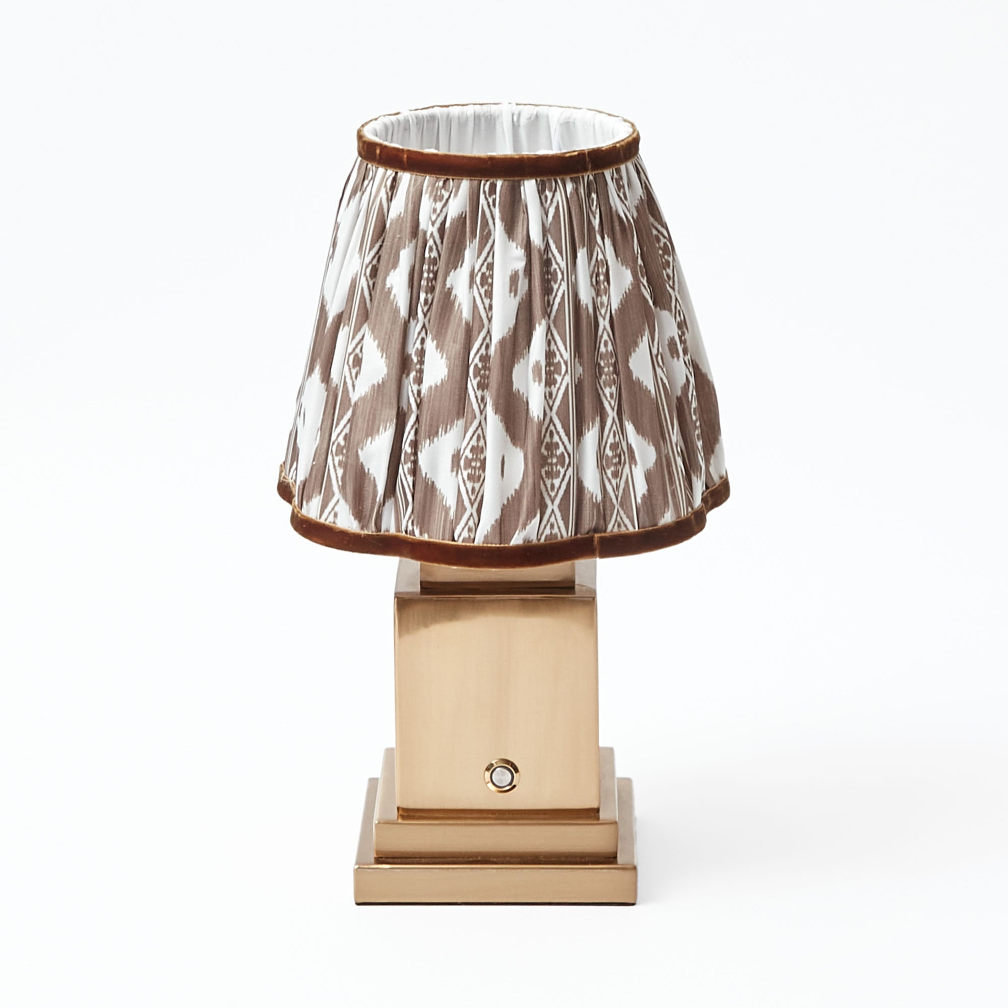 Rechargeable Lamp with Chocolate Ikat Shade (18cm)