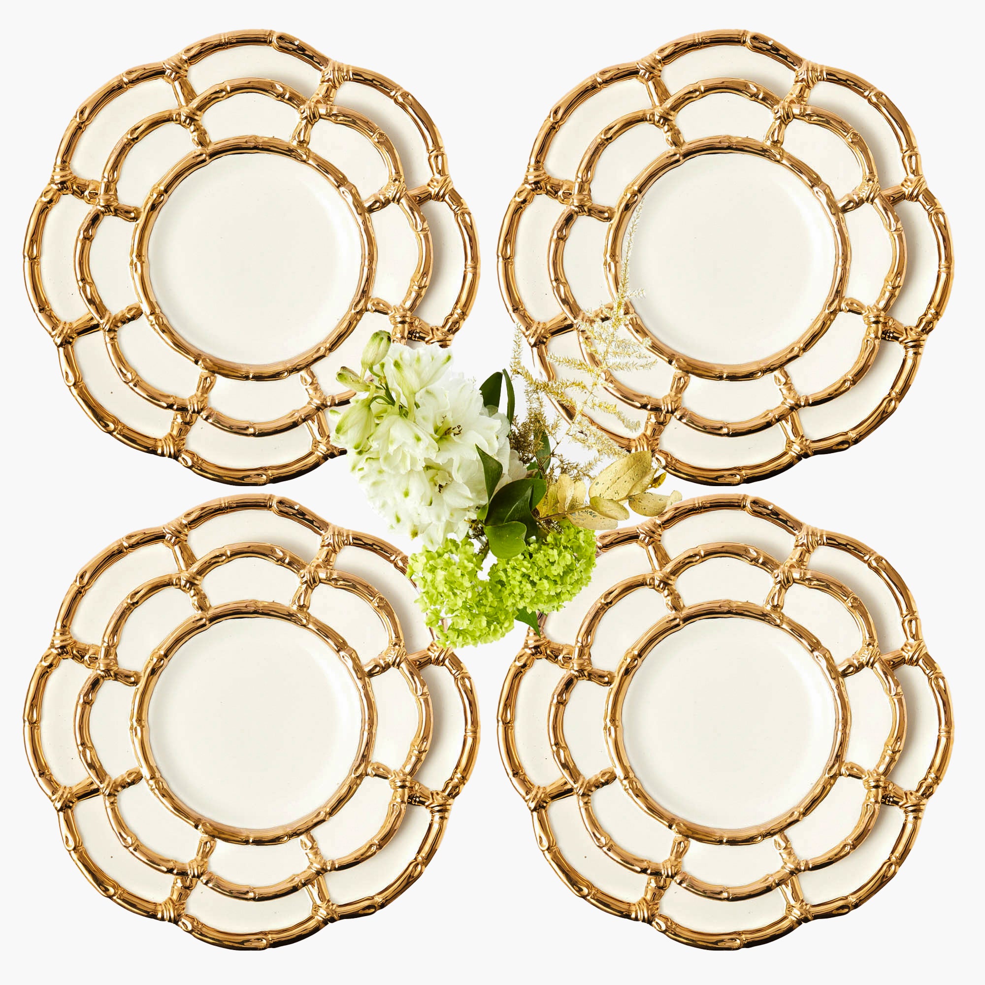 Gold Petal Bamboo Dinner & Starter Plates (Set of 8)