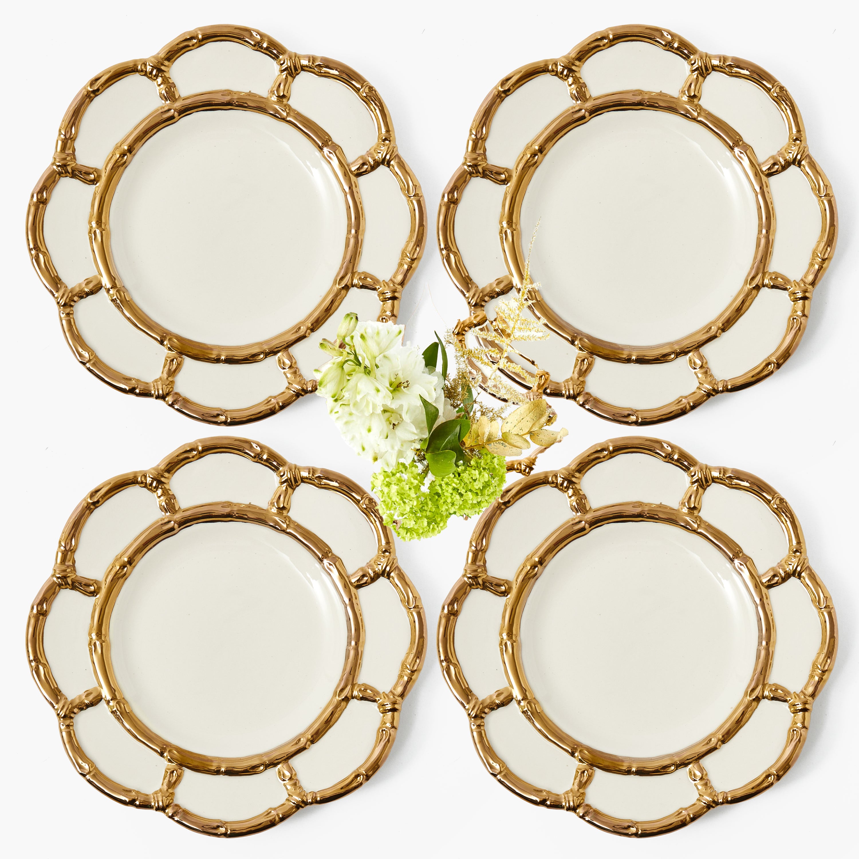 Gold Petal Bamboo Starter Plates (Set of 4)