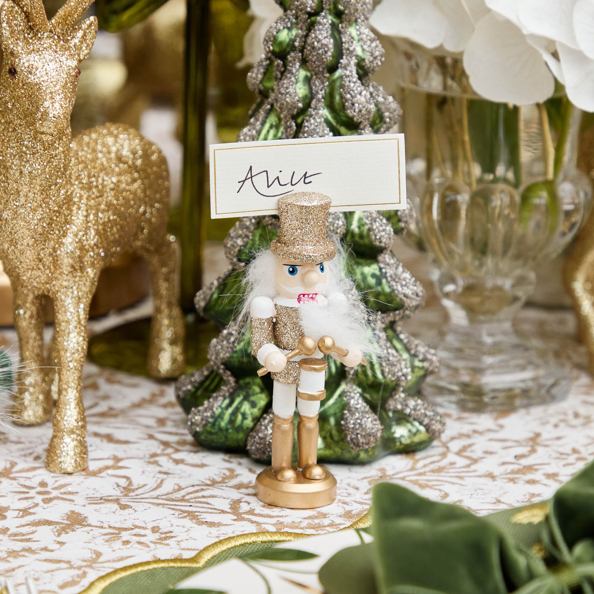 Gold Glitter Nutcracker Placecard Holders (Set of 4)