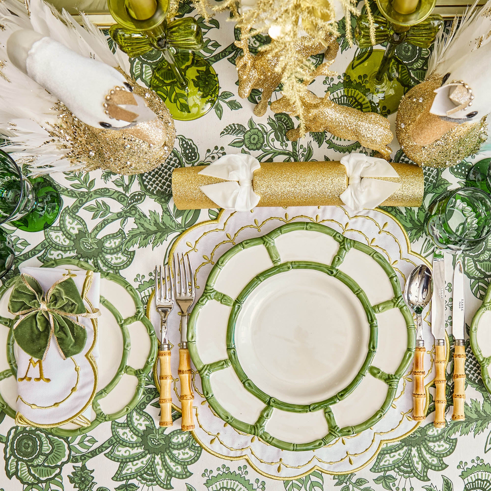 Green Petal Bamboo Dinner Plate