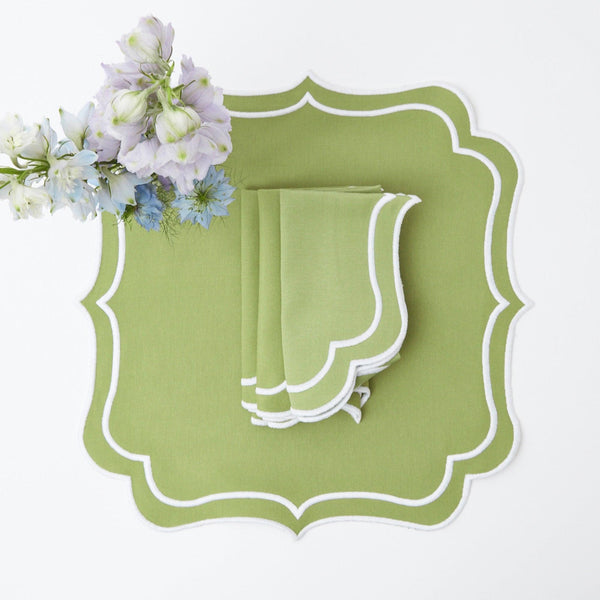 Sylvie Green Embroidered Alice of – (Set Mrs. Napkins 4)