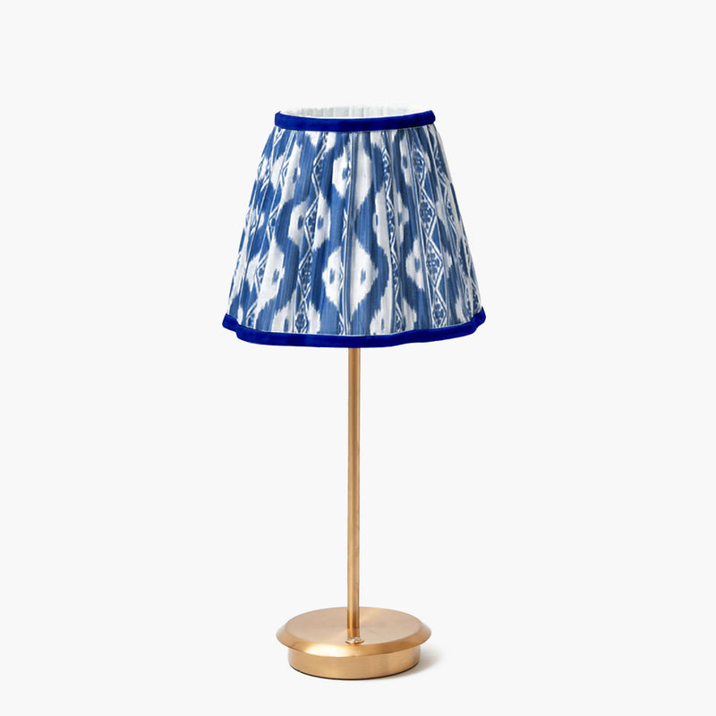 Tall Rechargeable Lamp with Cobalt Ikat Shade (18cm)