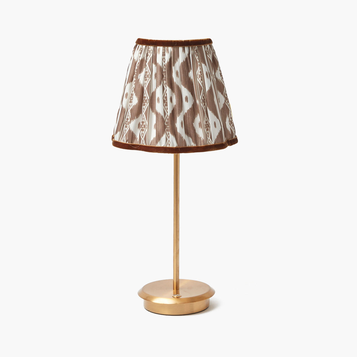 Tall Rechargeable Lamp with Chocolate Ikat Shade (18cm)