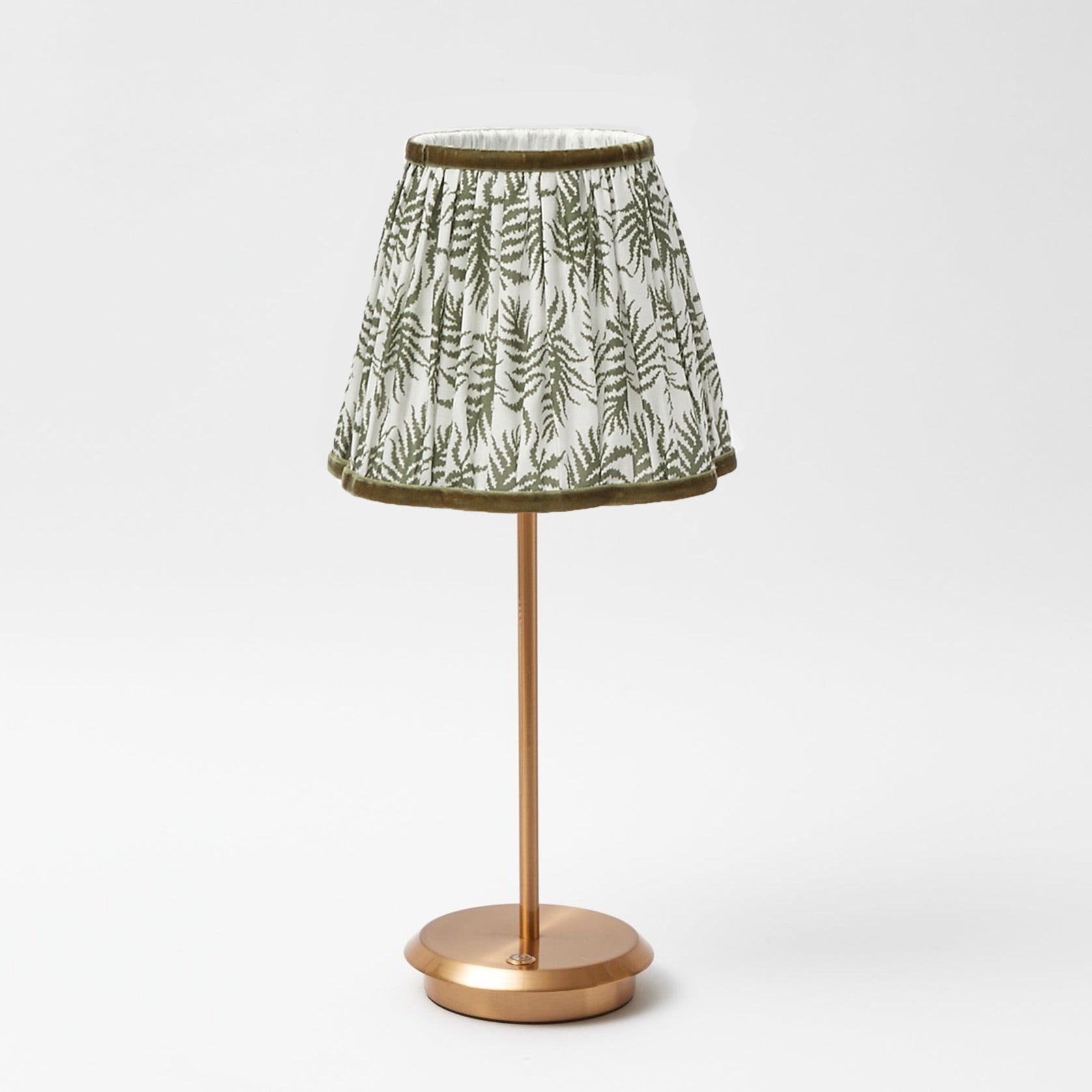 Tall Rechargeable Lamp with Olive Fern Shade (18cm)