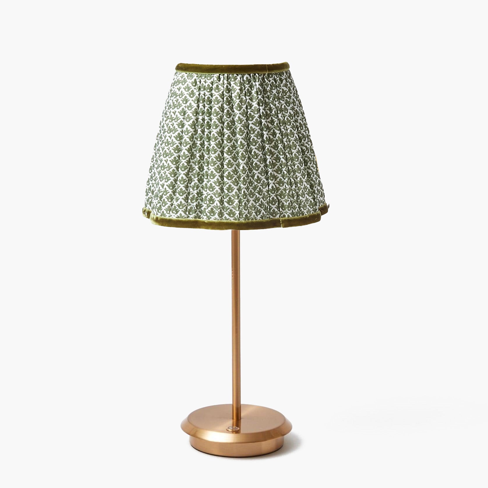 Tall Rechargeable Lamp with Olive Lotus Shade (18cm)