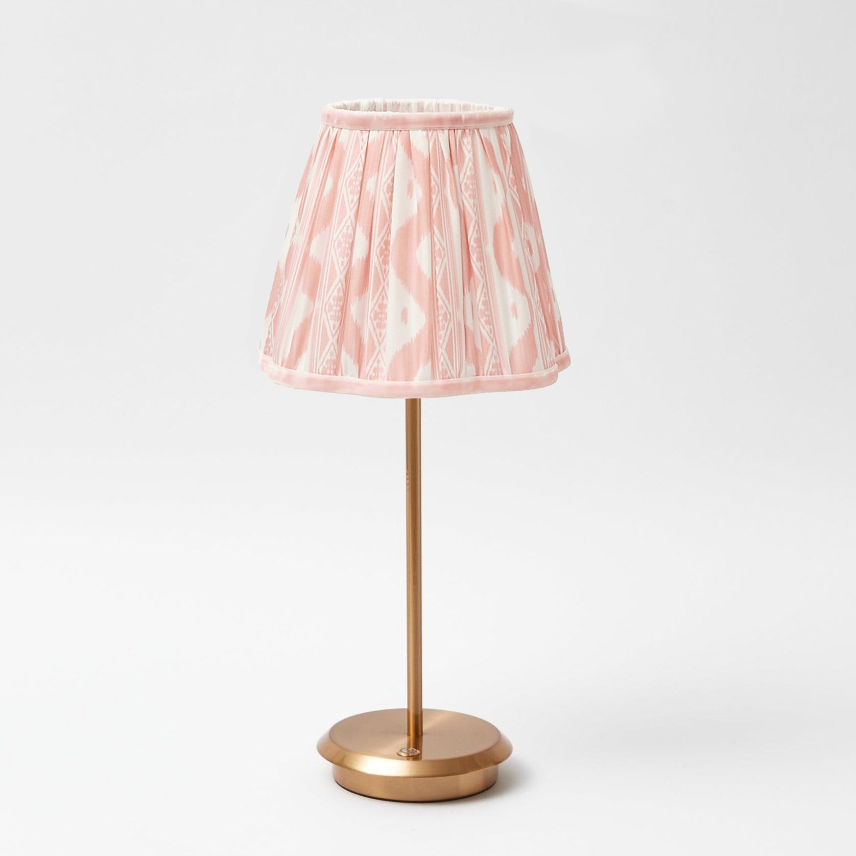 Tall Rechargeable Lamp with Pink Ikat Shade (18cm)