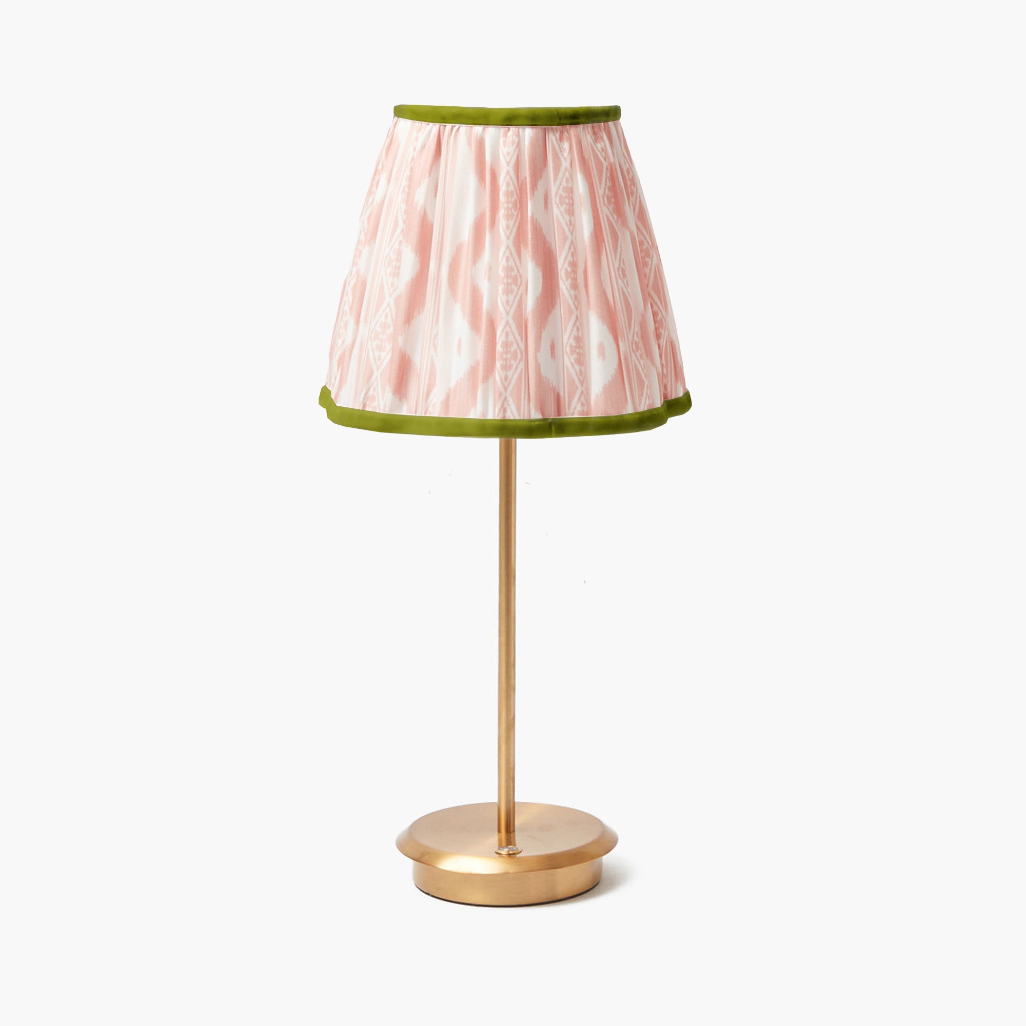 Tall Rechargeable Lamp with Pink & Green Ikat Shade (18cm)