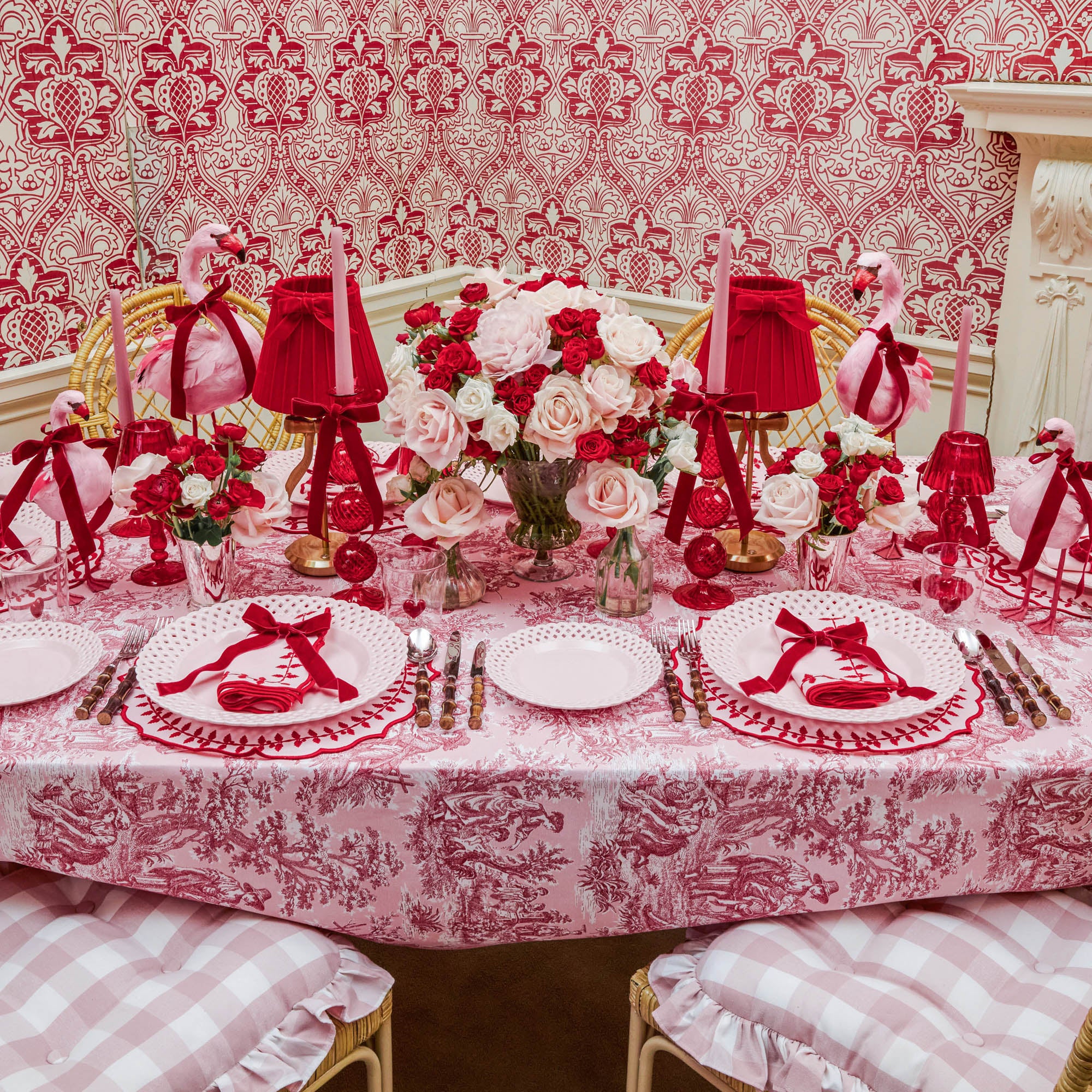 Pink Basketweave Dinner Plate (Set of 4)