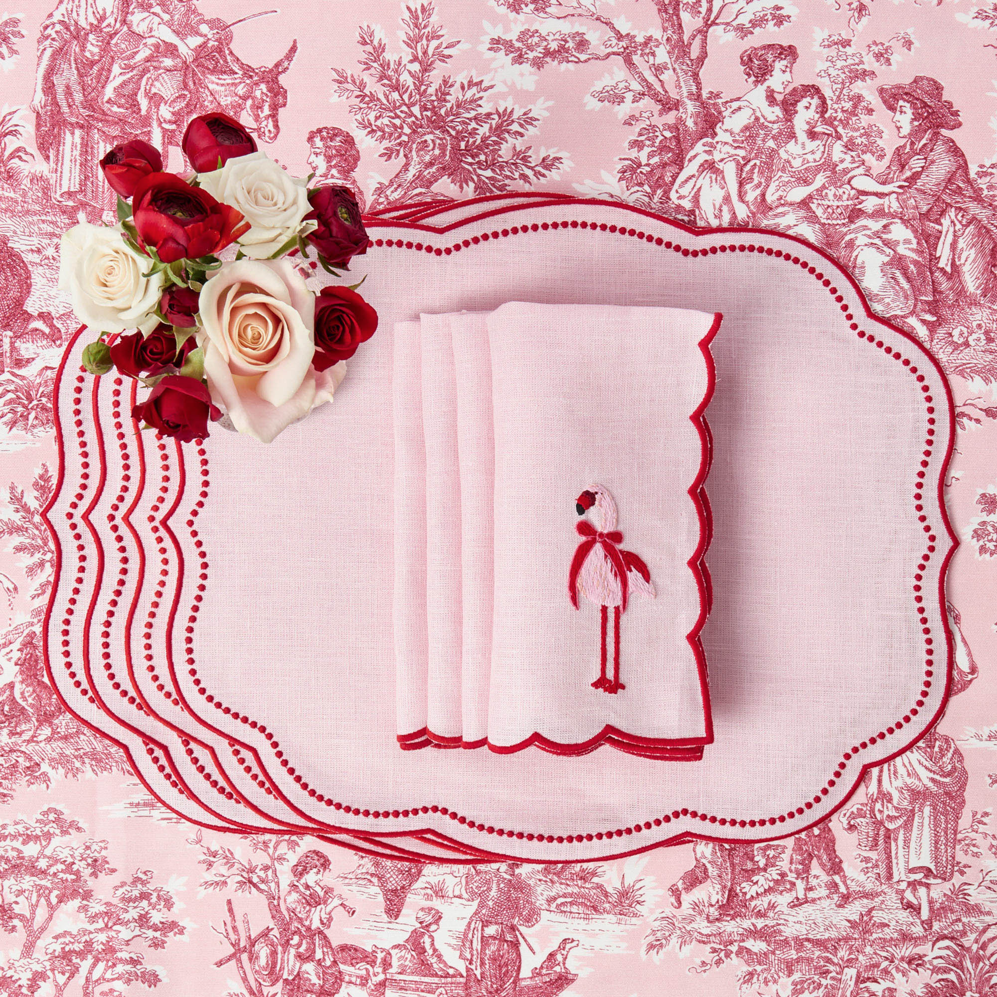 Eloise Pink & Red Placemats (Set of 4)