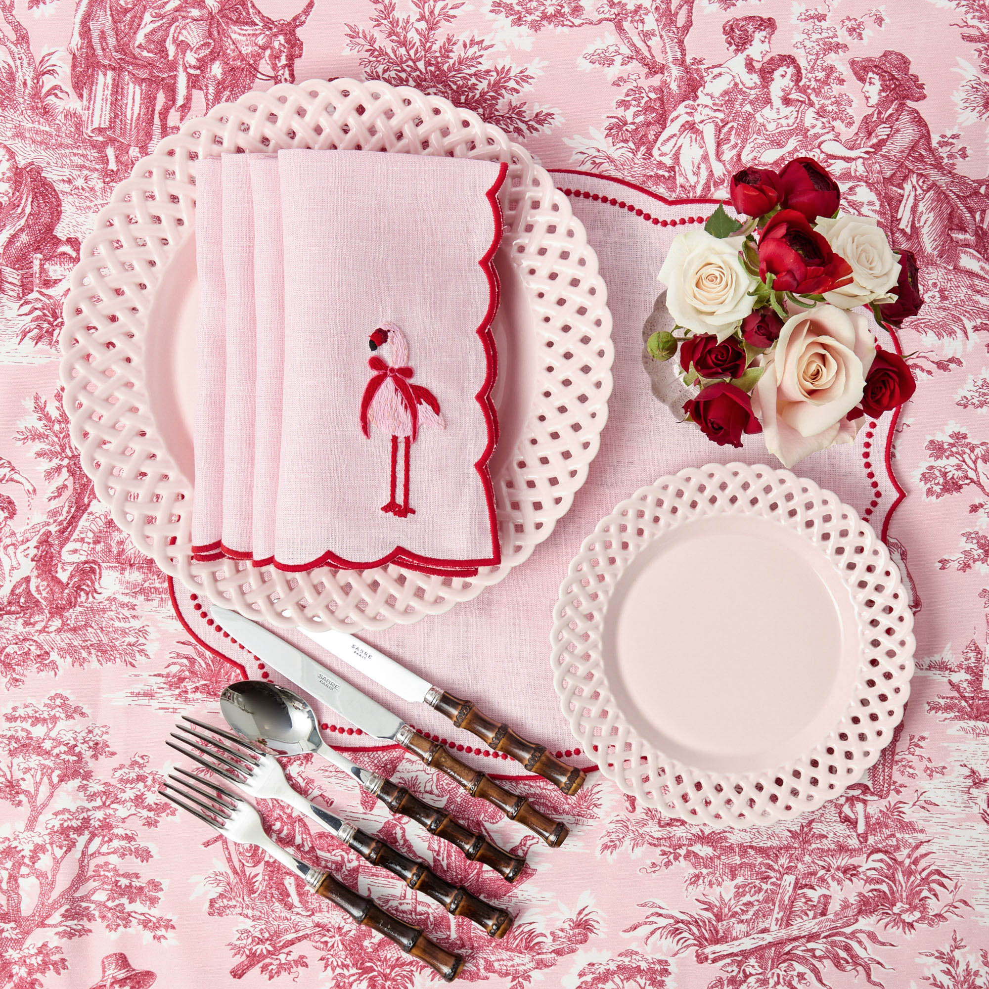 Eloise Pink & Red Placemats (Set of 4)