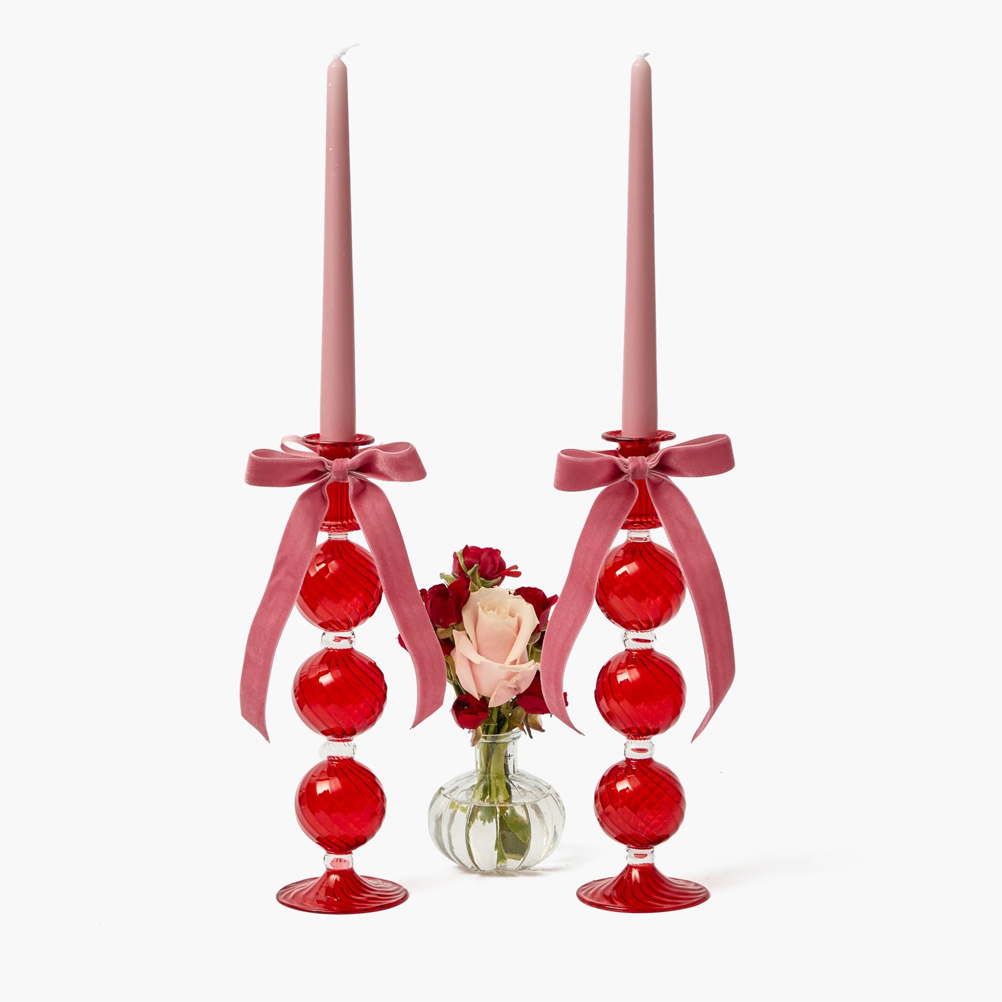 Camille Red Ribboned Candle Set (Pink)