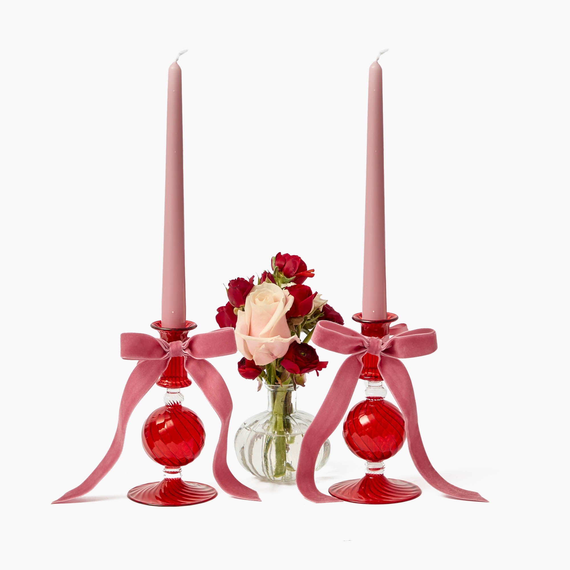 Camille Red Ribboned Candle Set (Pink)