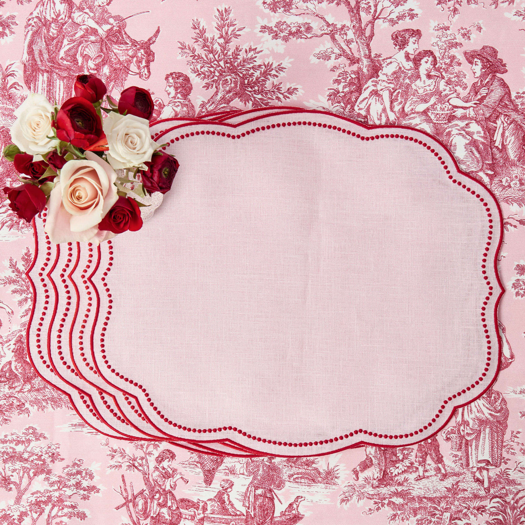 Eloise Pink & Red Placemats (Set of 4)