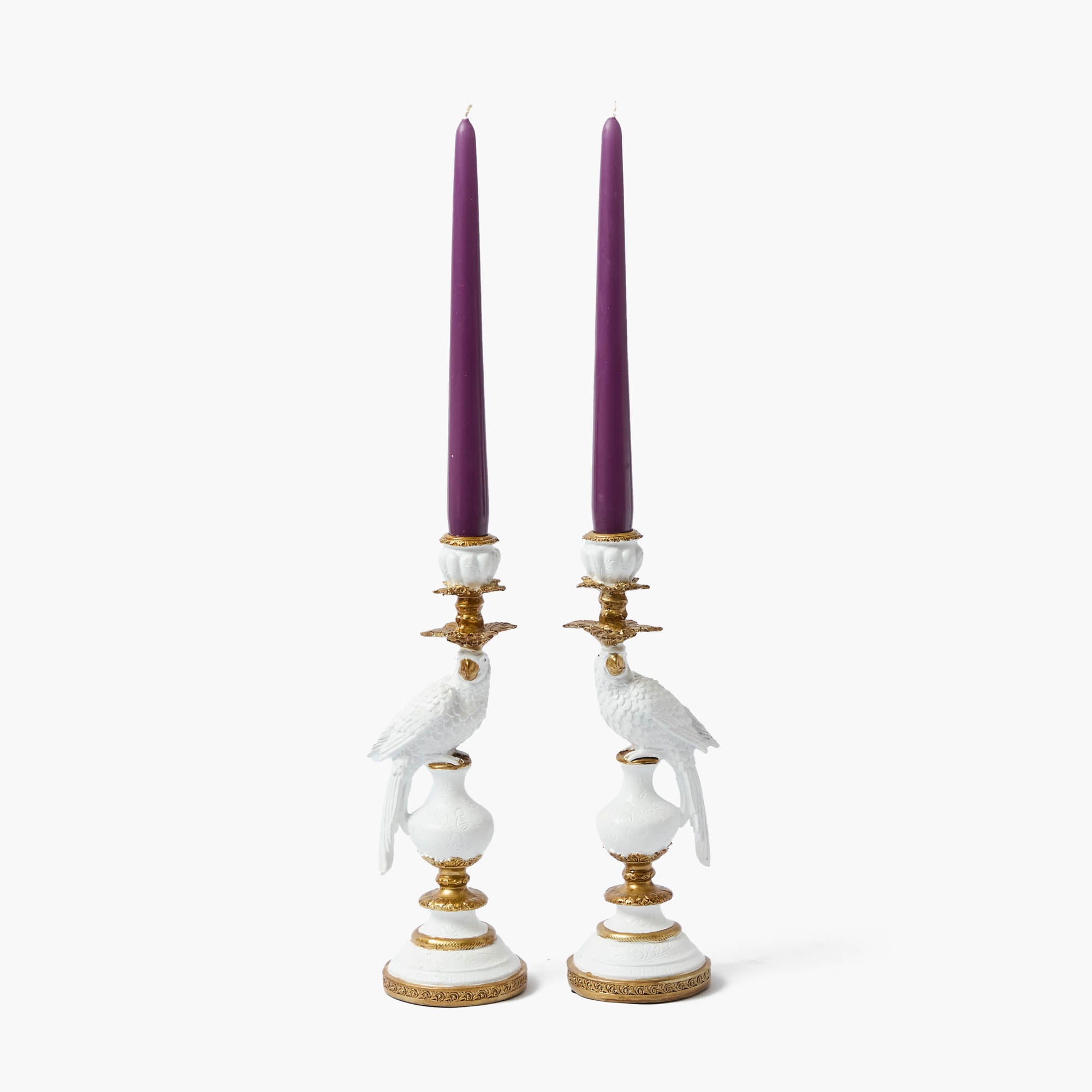 White Parrot Candle Holder (Pair)