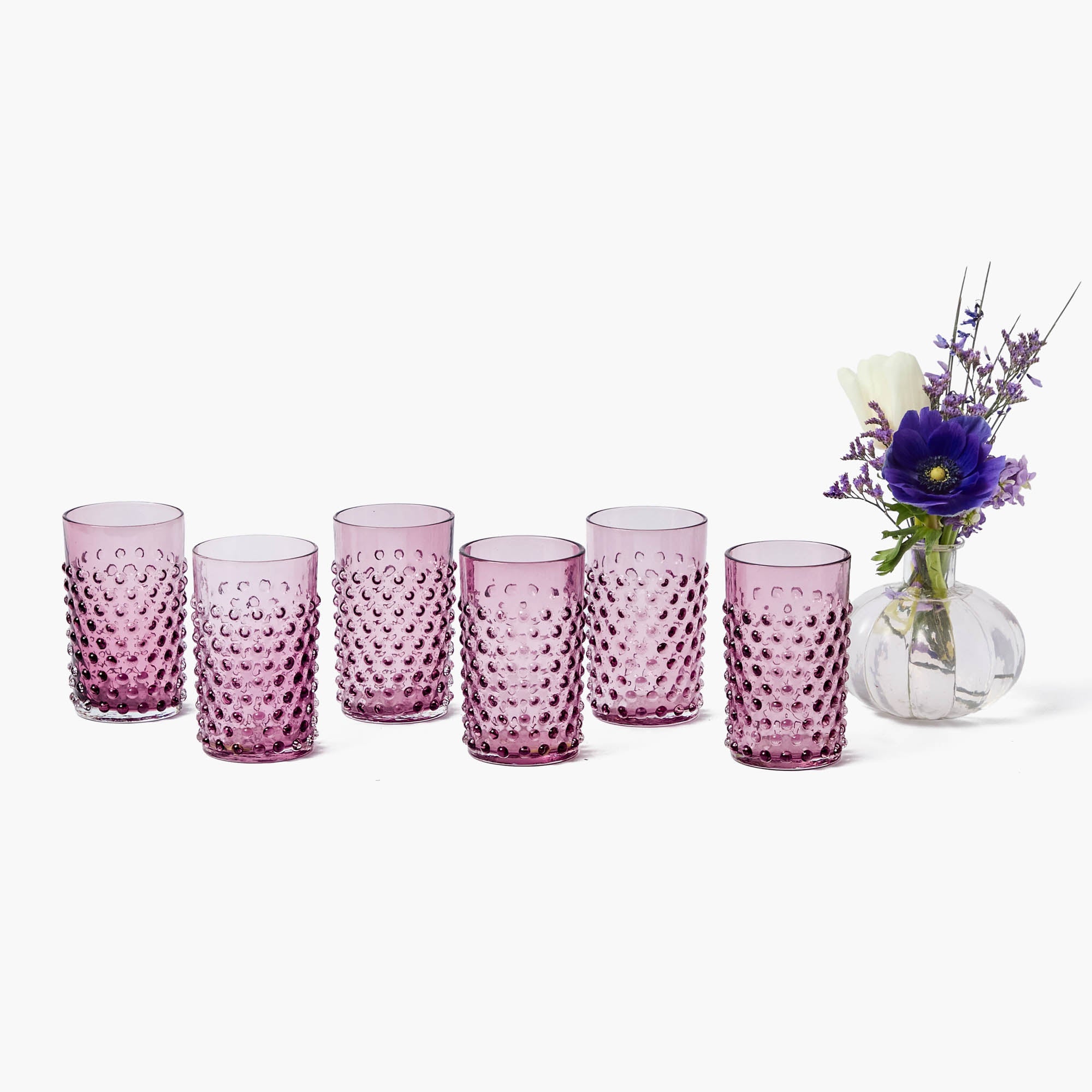 Purple Hobnail Glasses (Set of 6)