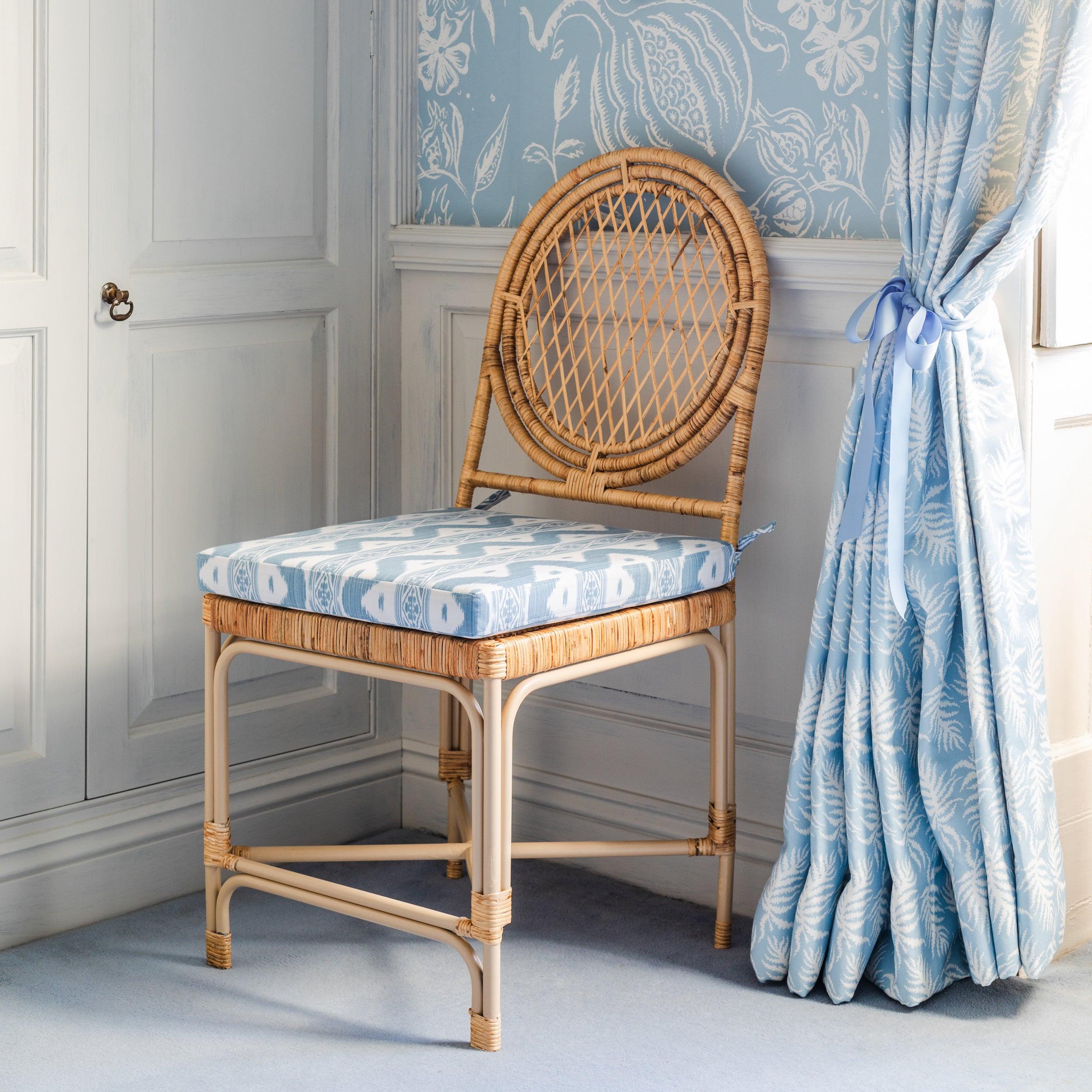 Vivienne Rattan Chair with Ikat Seat Pad Cushion – Mrs. Alice