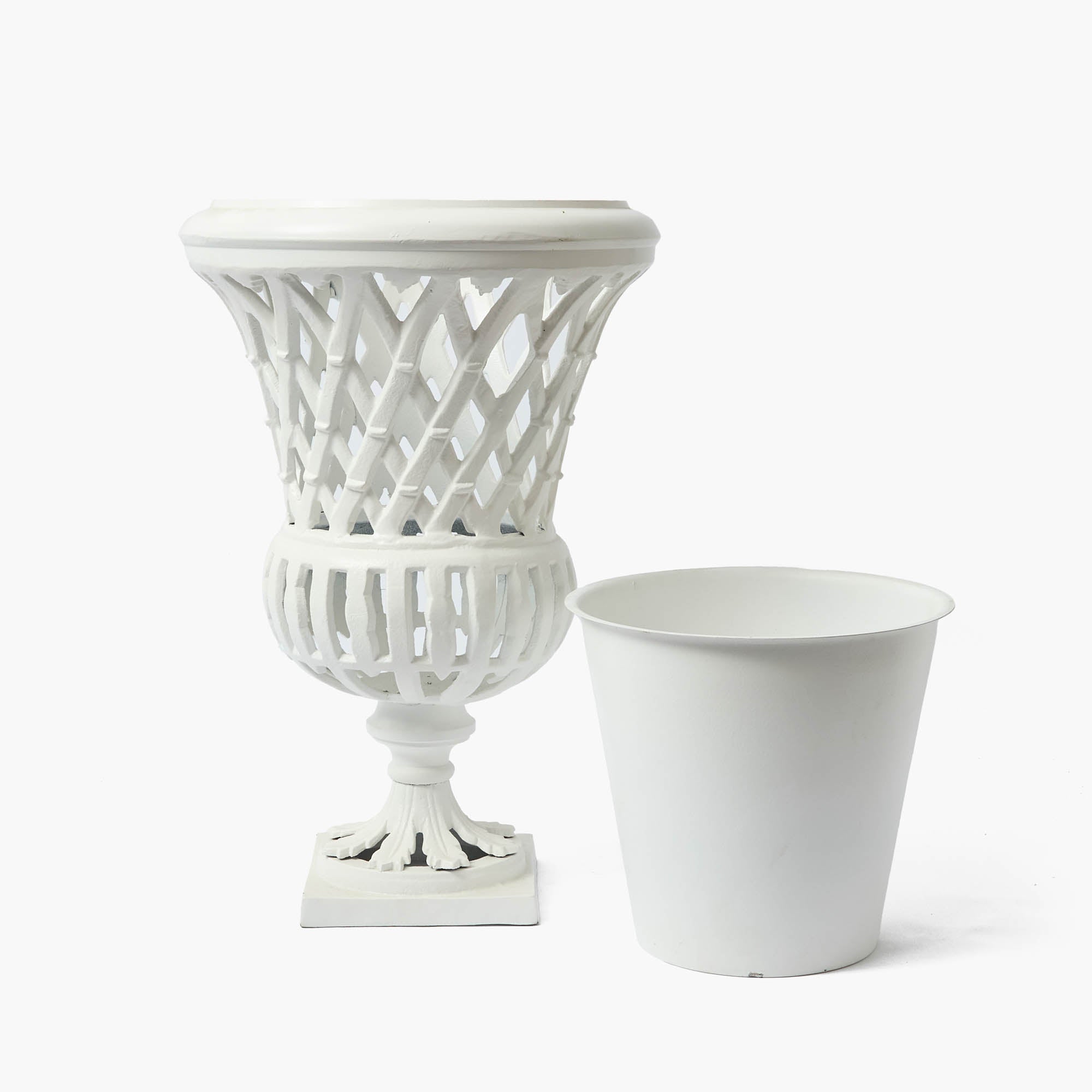 Adelaide White Lattice Urn & Pedestal