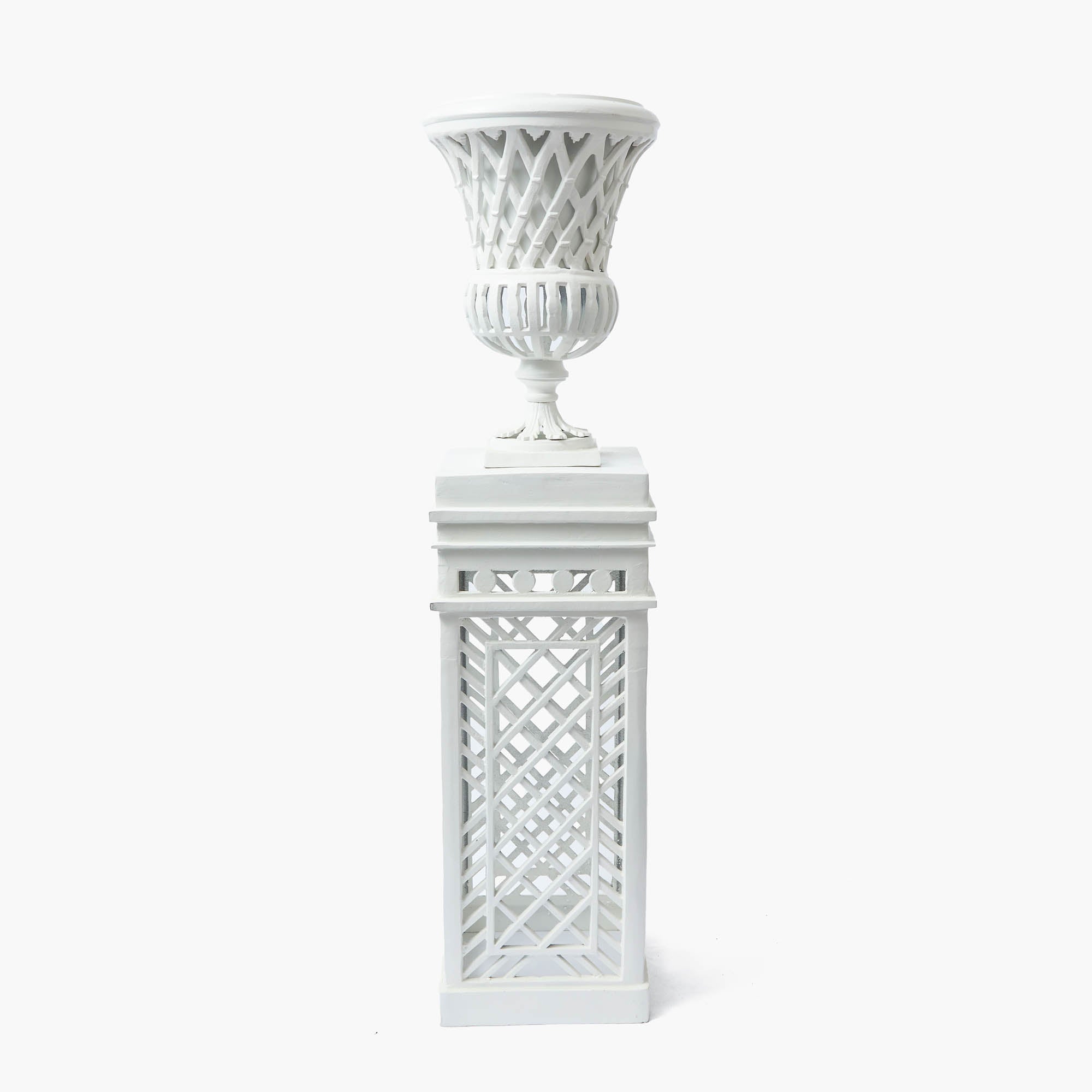 Adelaide White Lattice Urn & Pedestal