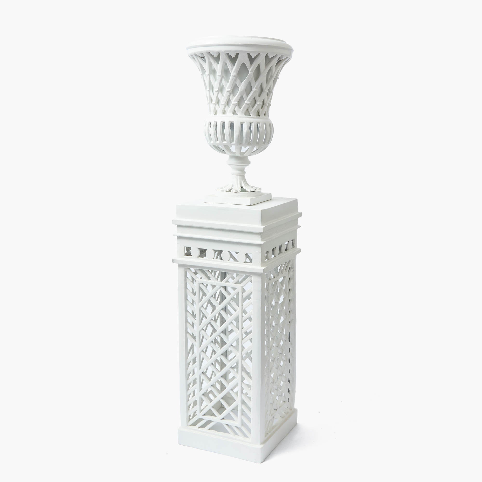 Adelaide White Lattice Urn & Pedestal