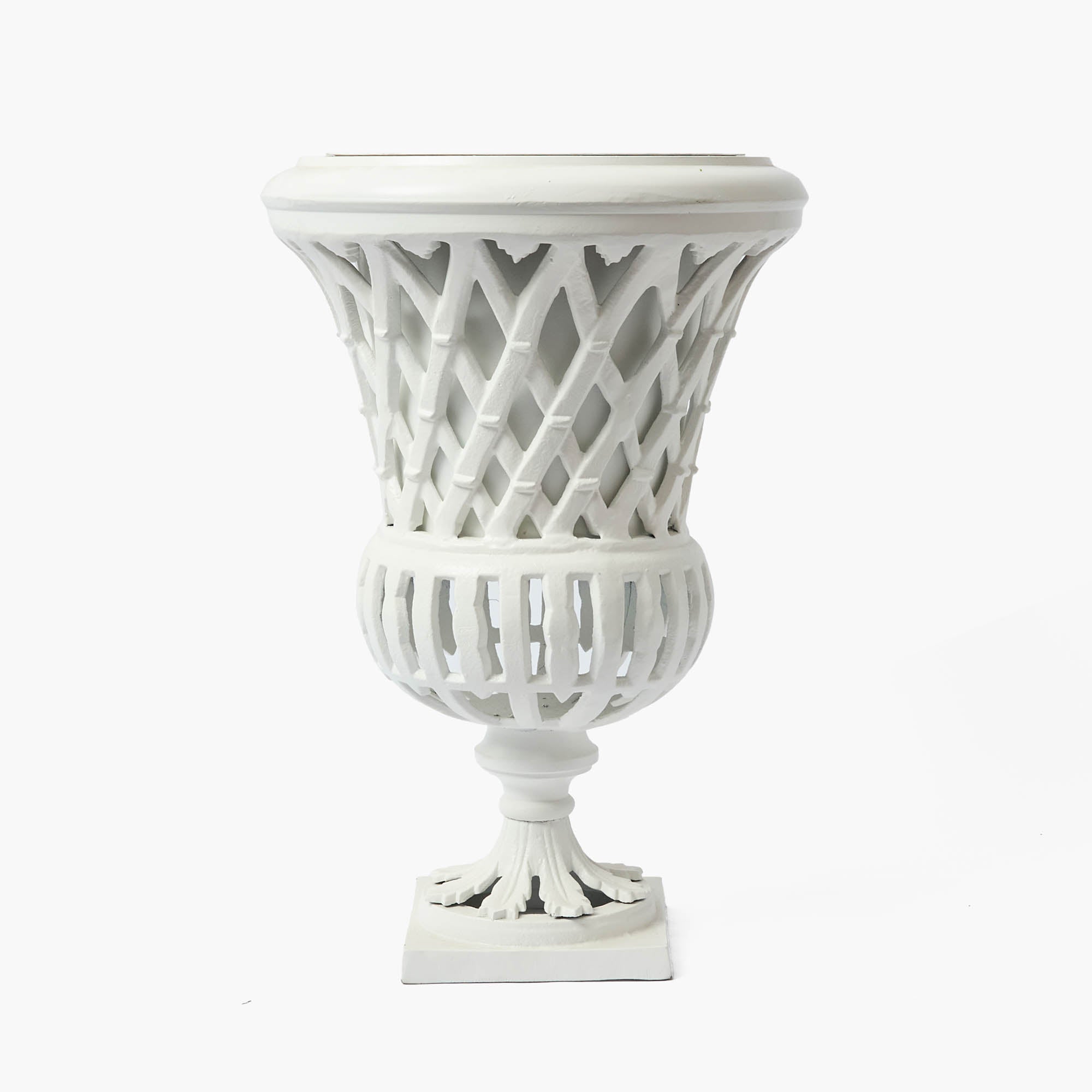 Adelaide White Lattice Urn & Pedestal